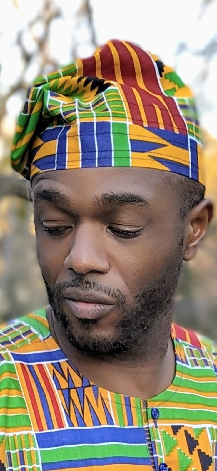 Dupsie's Akosombo Regal Kufi African print Kente Hat DPH4075、mySite、solidvoid