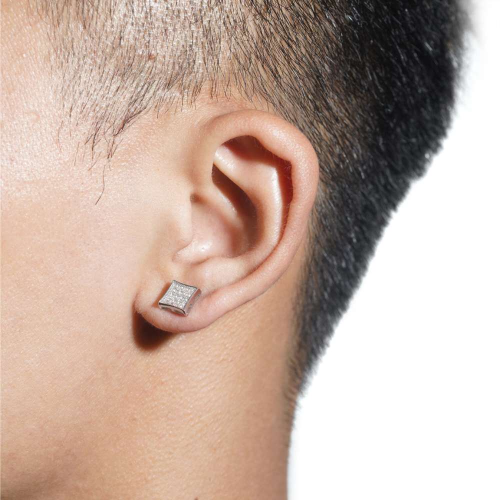 Square 4-Row Moissanite Earrings 14K Gold、mySite、hinf8tx79