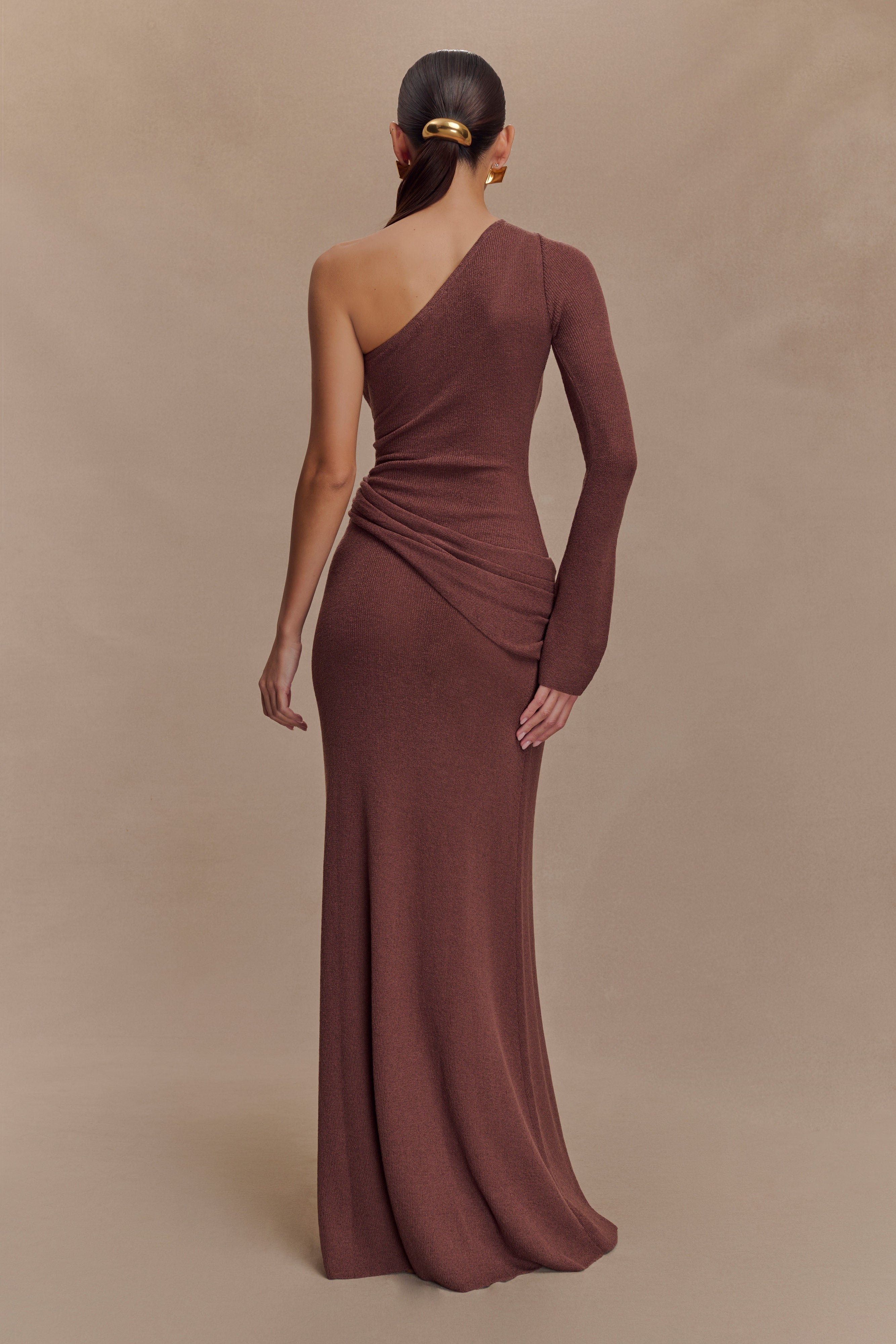 Alexius One Shoulder Knit Maxi Dress - Nutmeg、mySite、solidvoid