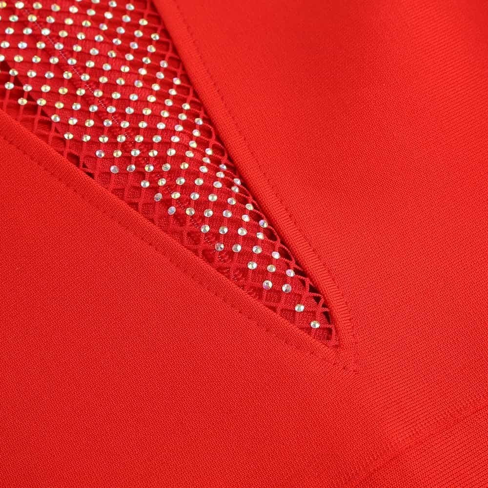  Maja Crystal Mesh Dress (Full Sleeve - RED)、mySite、merchandisen