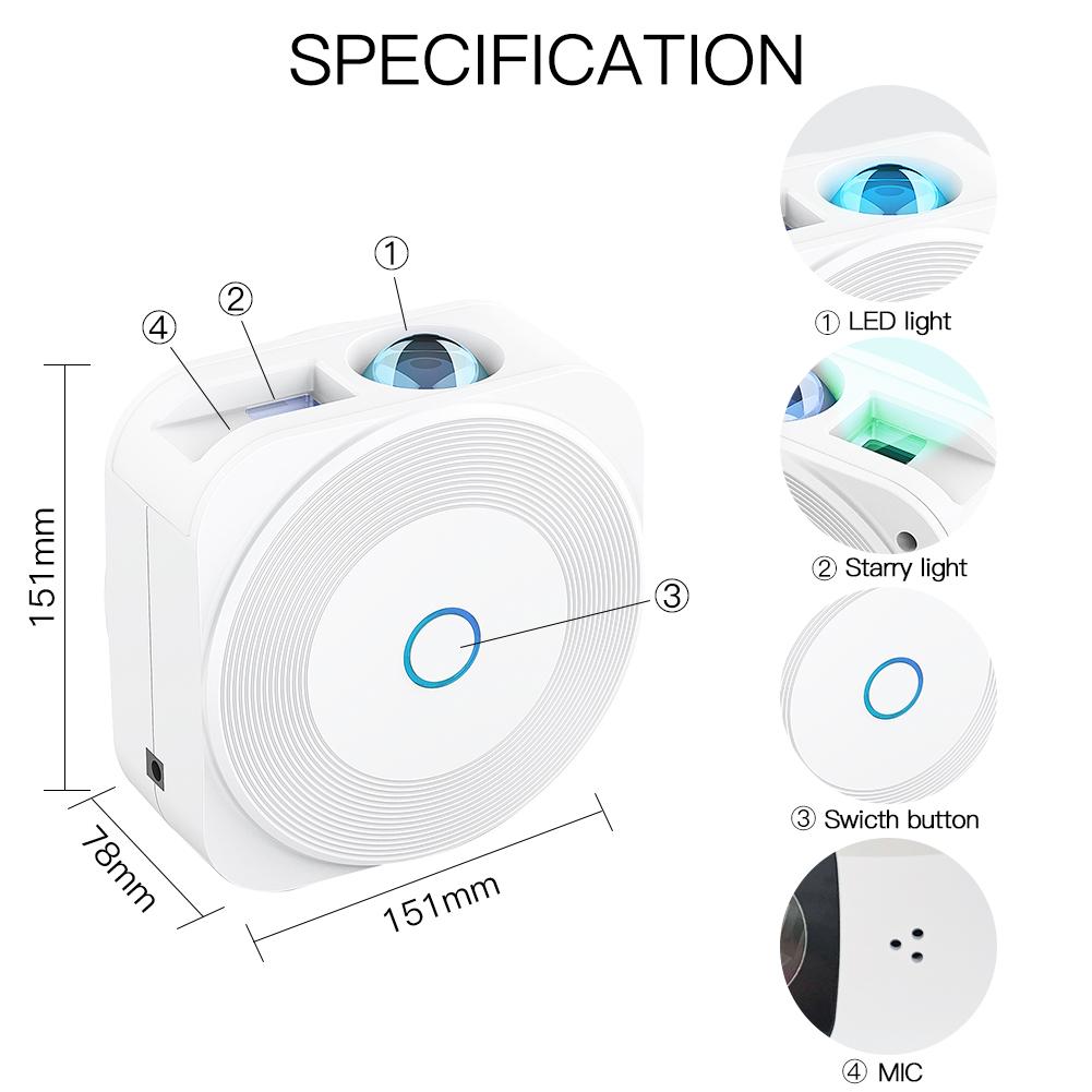 MOES WiFi Smart Star Sky Night Light Square Projector Music Player、mySite、fannypackpong
