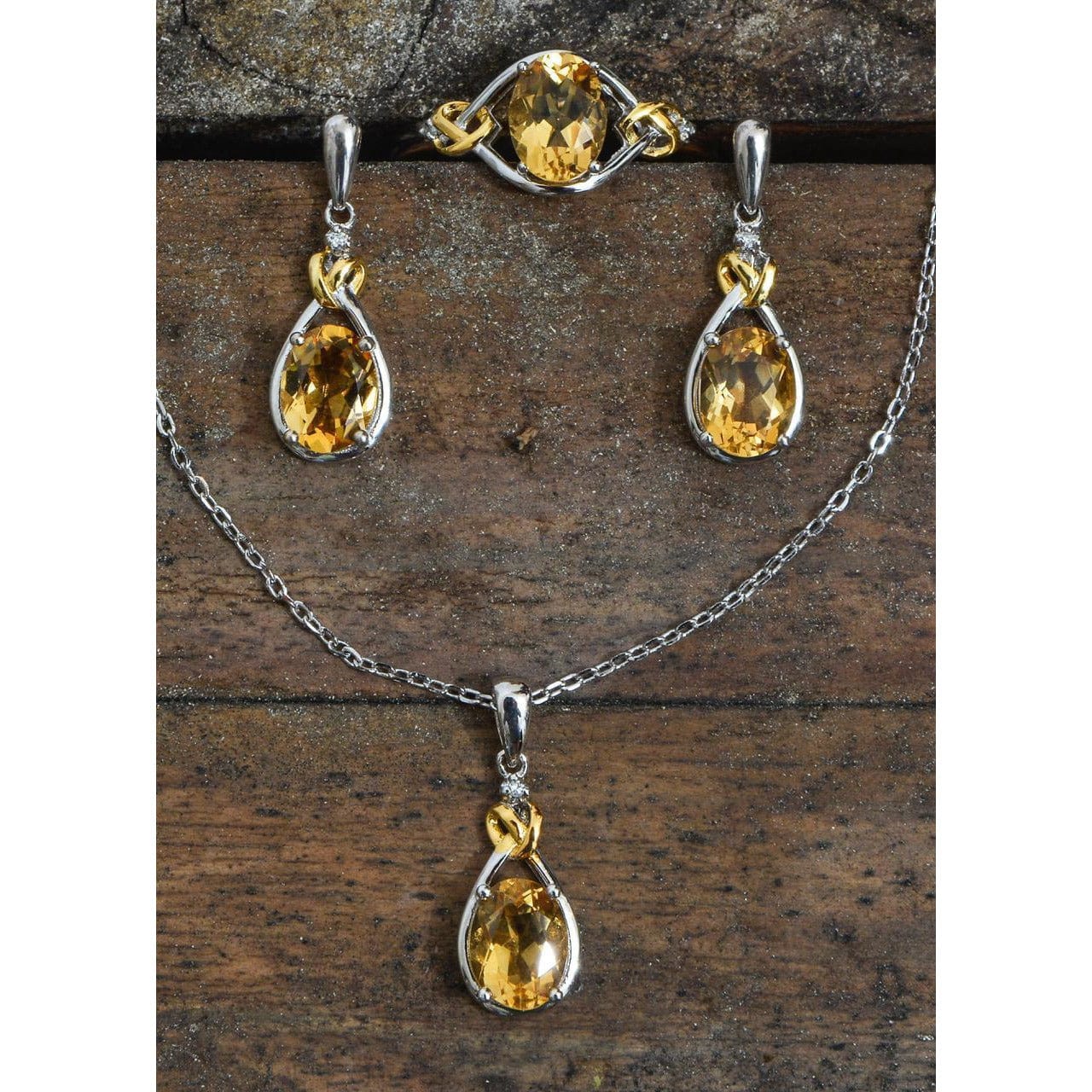 Celtic Love Knot Jewelry SET-Diamonds & REAL Gemstones in Sterling Silver、mySite、g9winljtr