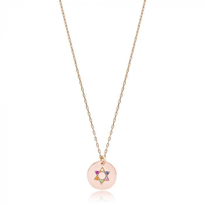 Rainbow Jewish Star of David Necklace - Rose Gold or Silver、mySite、topwebapps