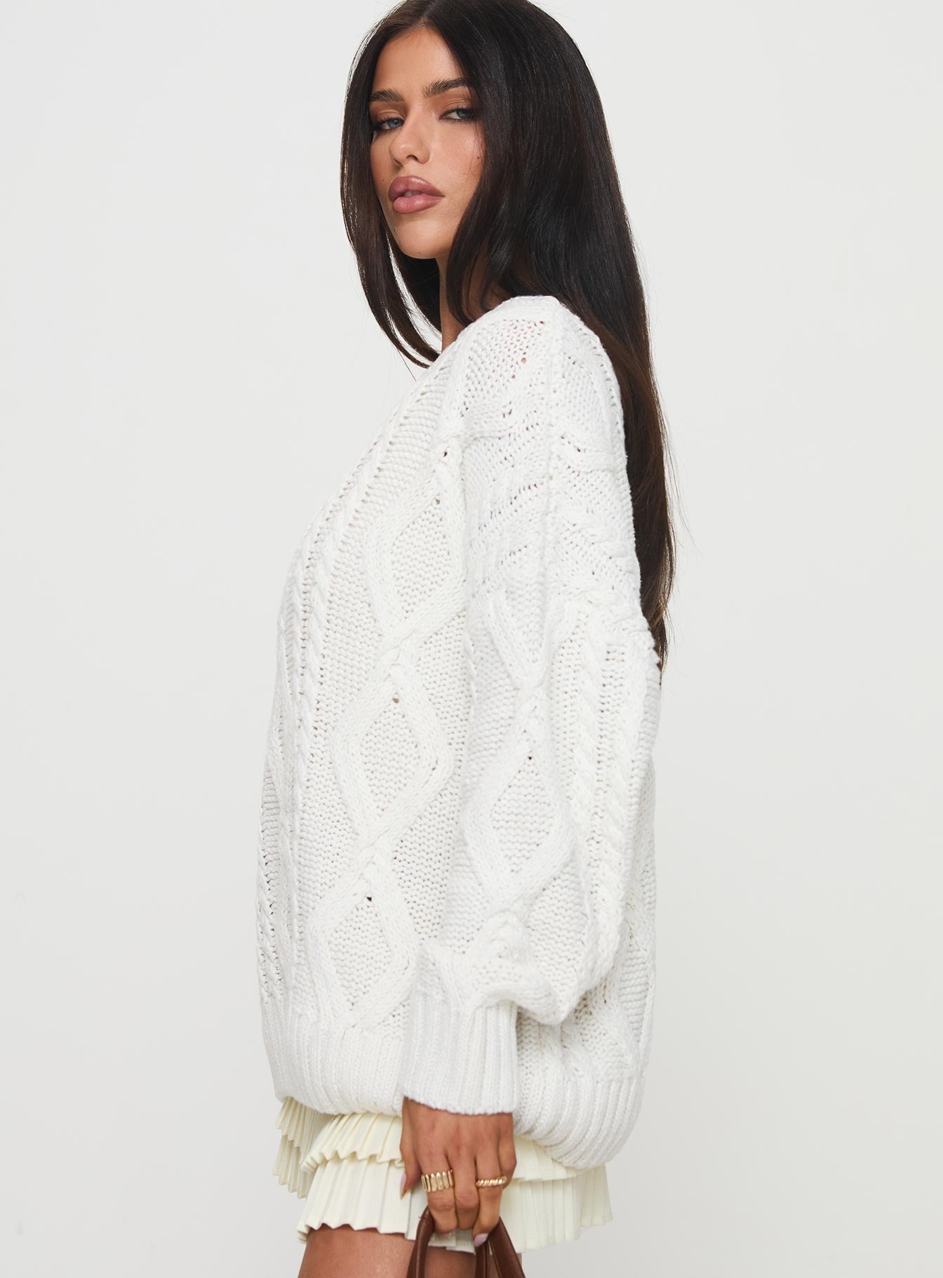 Anaya Oversized Sweater White、mySite、solidvoid