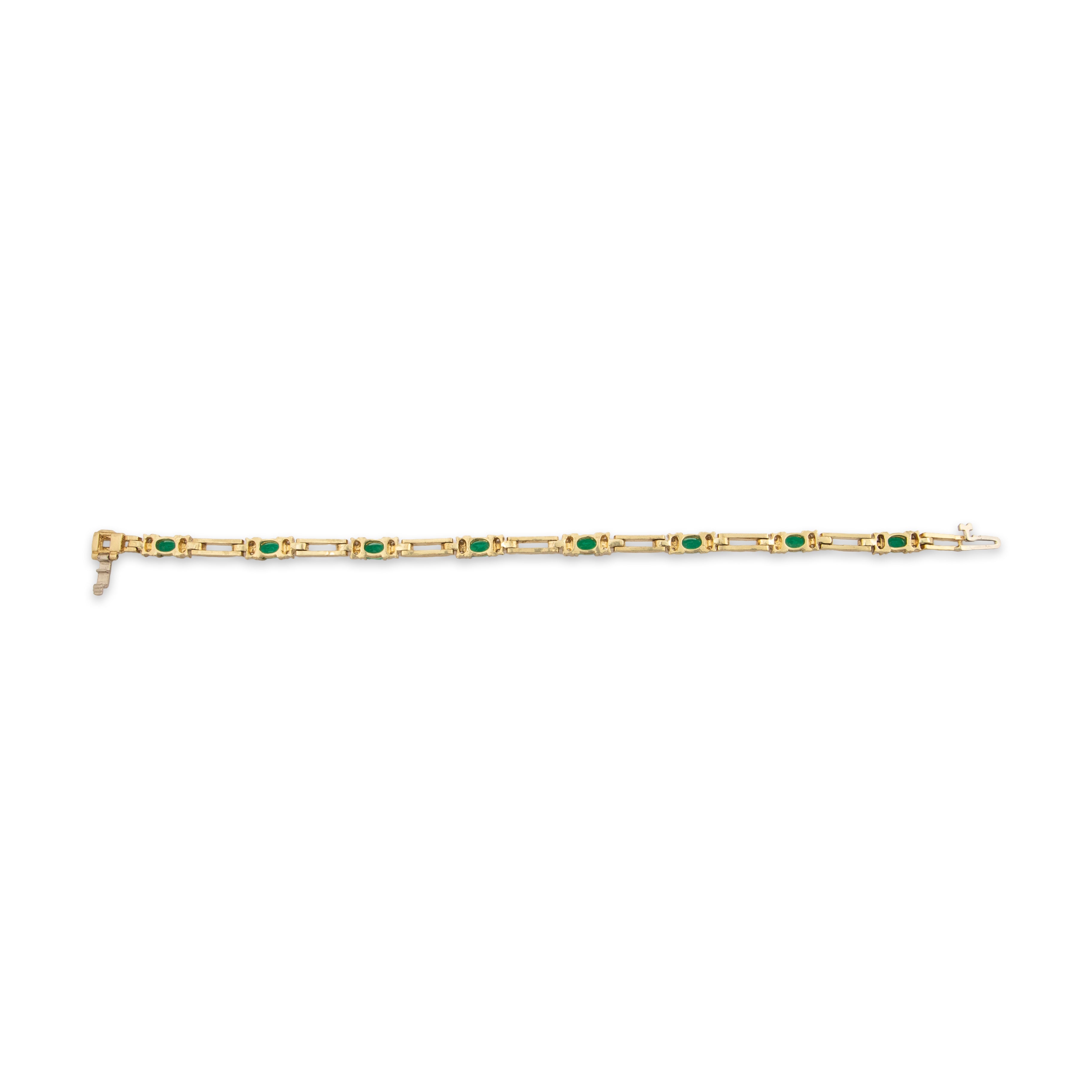 Vintage Heavy 14k Yellow Gold 1.6cttw Emerald .45cttw Diamond Bracelet 6.5、mySite、hinf8tx79