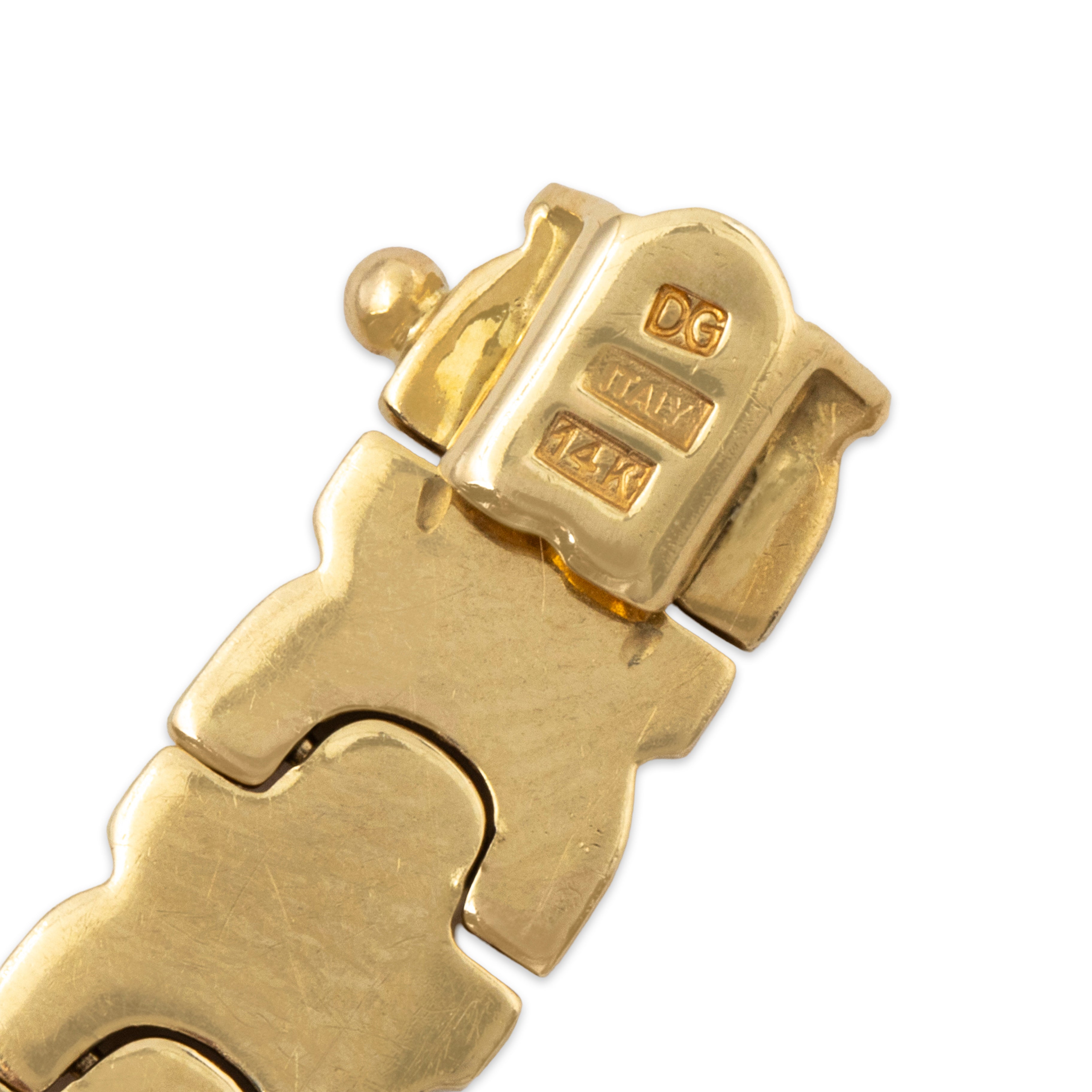 Vintage Italian 14k Yellow Gold Elegant Dual-Texture Link Bracelet 7、mySite、hinf8tx79