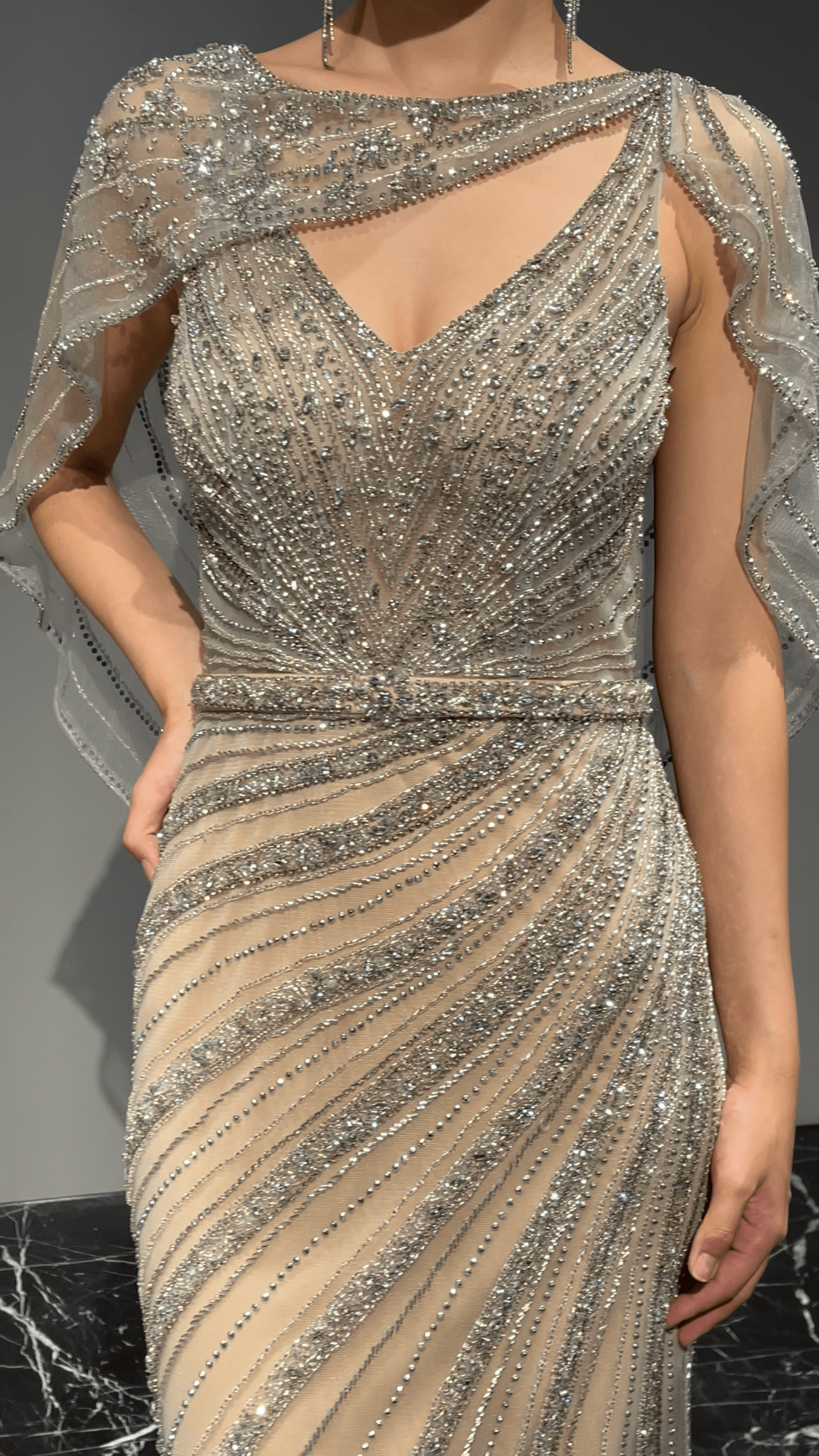  Rabia Evening Gown (Silver/Beige)、mySite、merchandisen