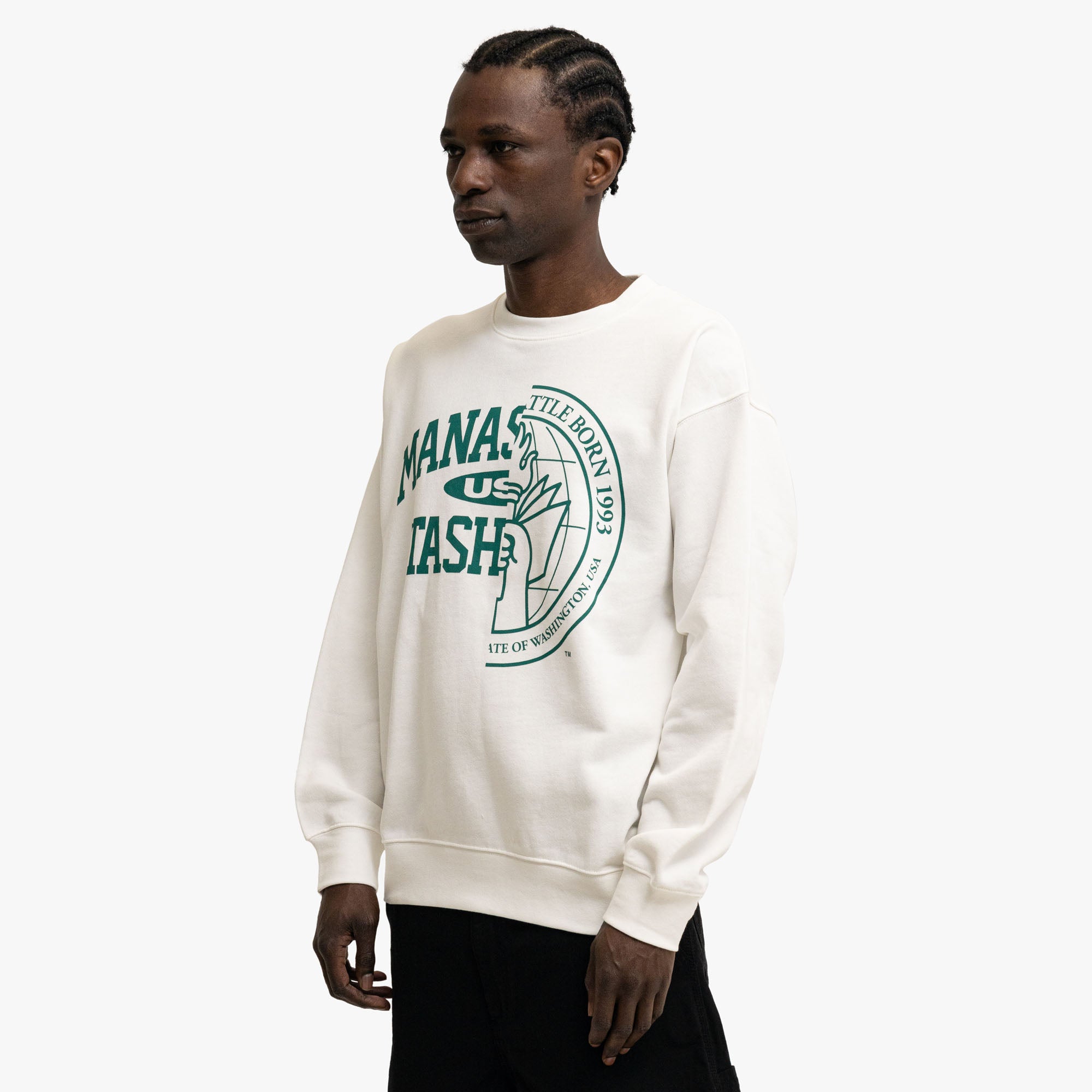  Manastash Collegiate Crewneck White、mySite、merchandisen