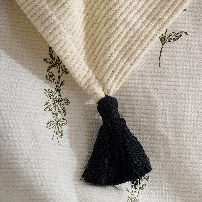 Cotton Bamboo Throw | Cord Rib | Cream Plume | Black Pepper、mySite、camillekostekn