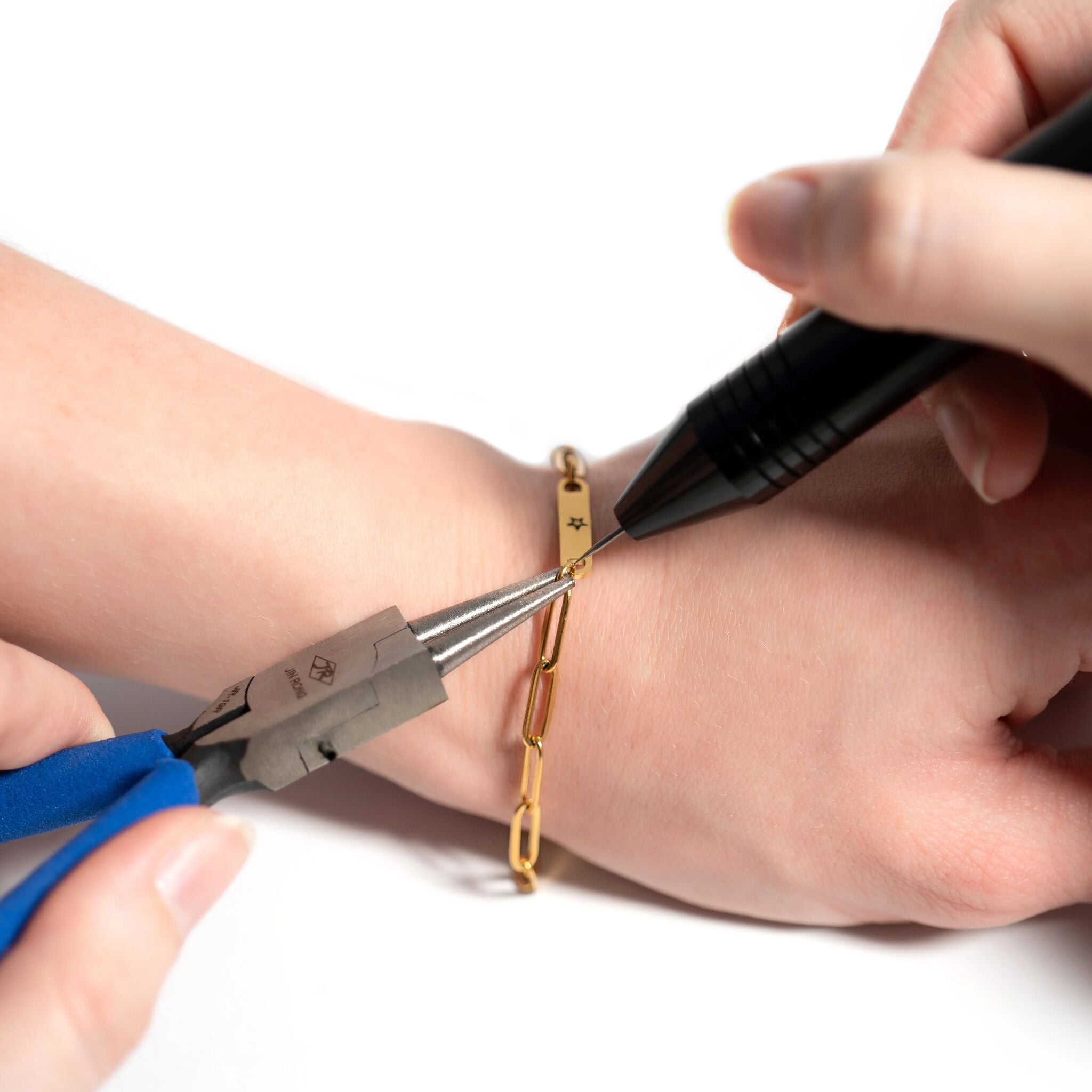 18K Gold PVD Stainless Steel Engravable Paperclip Bar Bracelet / SBB0274、mySite、dreamappss