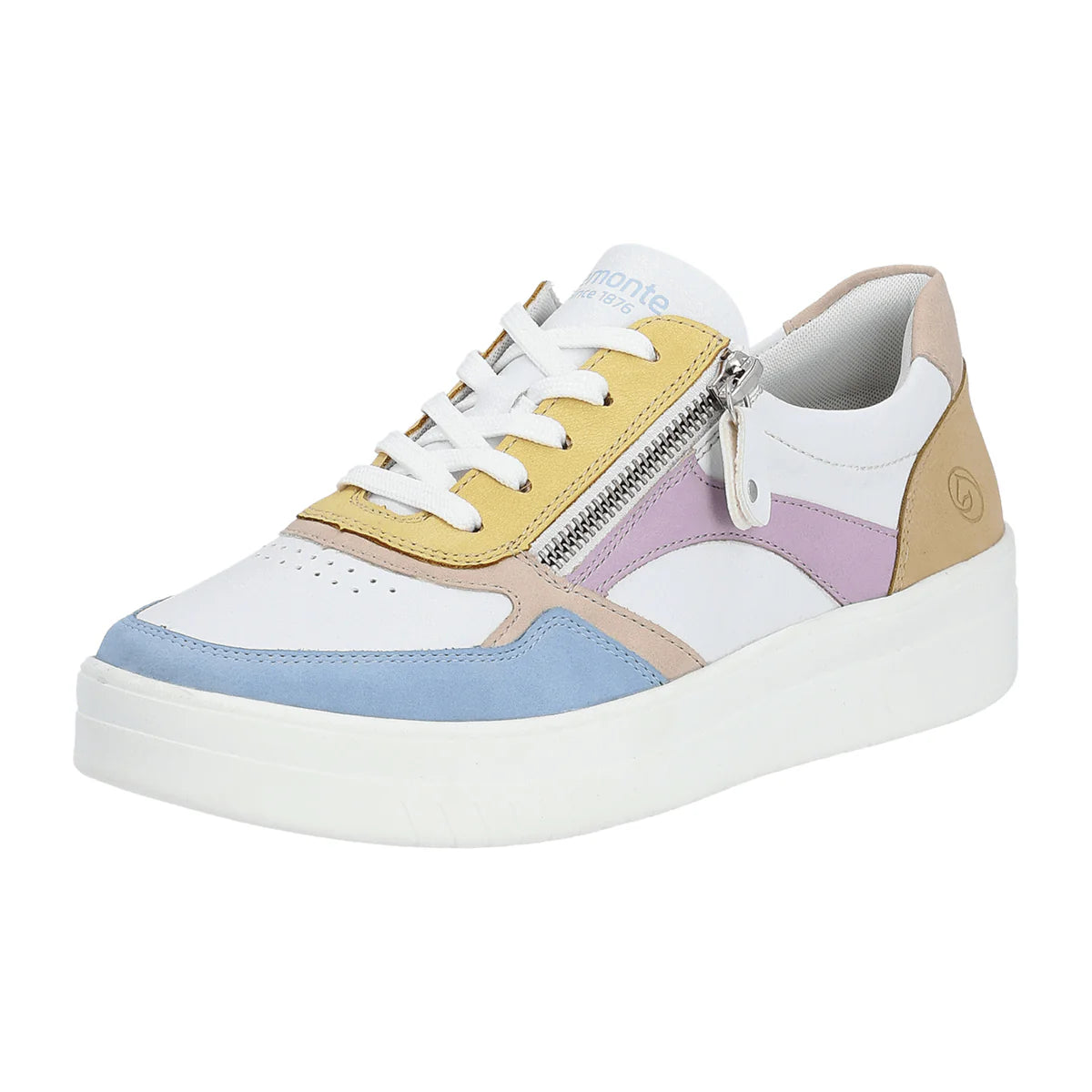  Remonte by Rieker Women's Pearl White Leather Sneakers - Aqua/Weiss/Rose/Sun/Mauve/Tan、mySite、preschool7hills