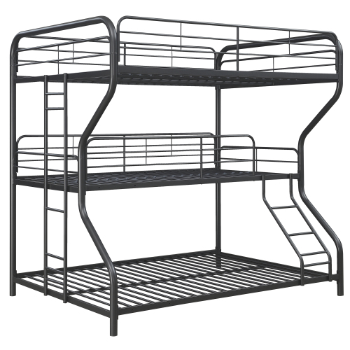 Furniture Triple Bunk Bed, FULL/FULL/FULL, black、、casual