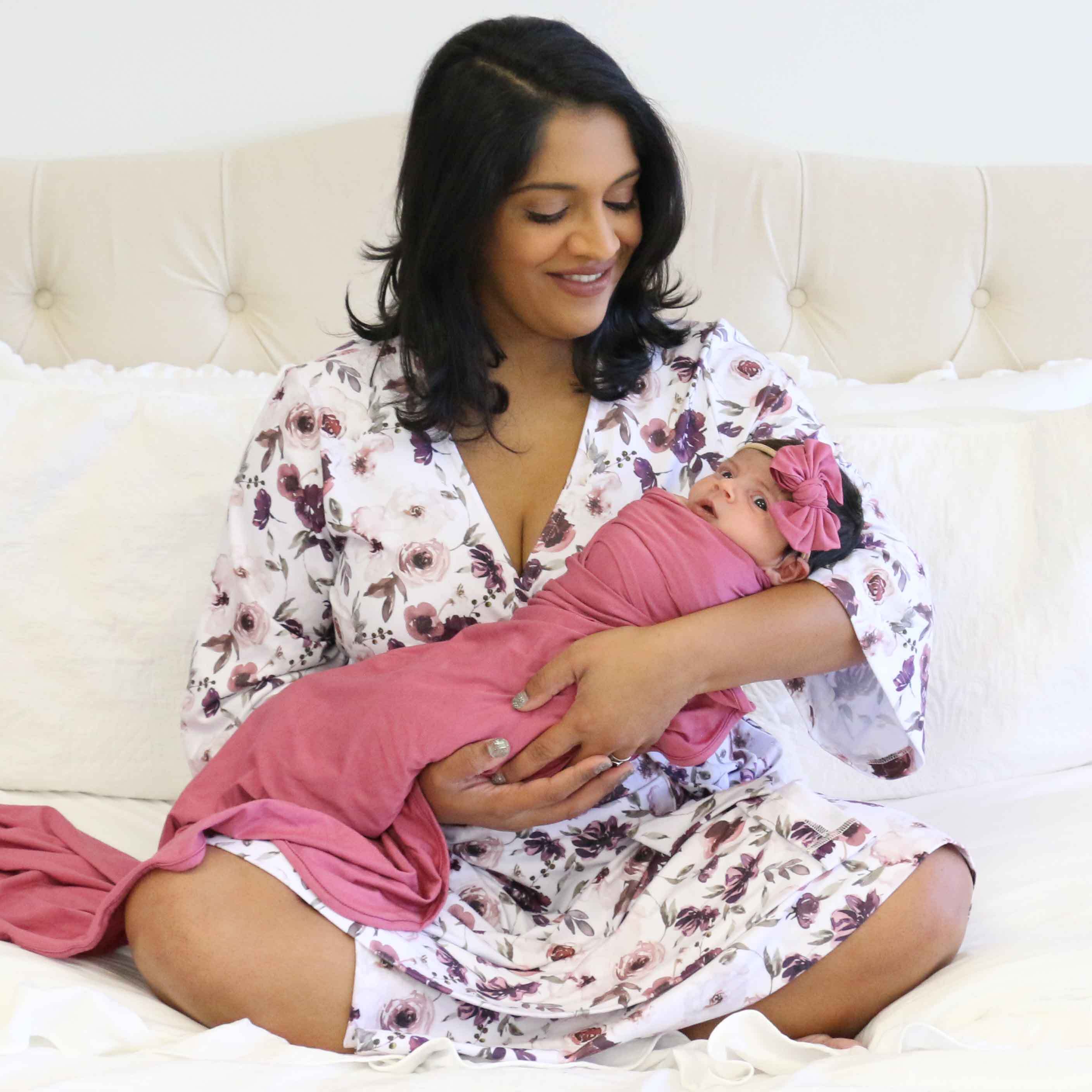  Demi's Dusty Purple Floral Knit Maternity Robe、mySite、layawaytickets