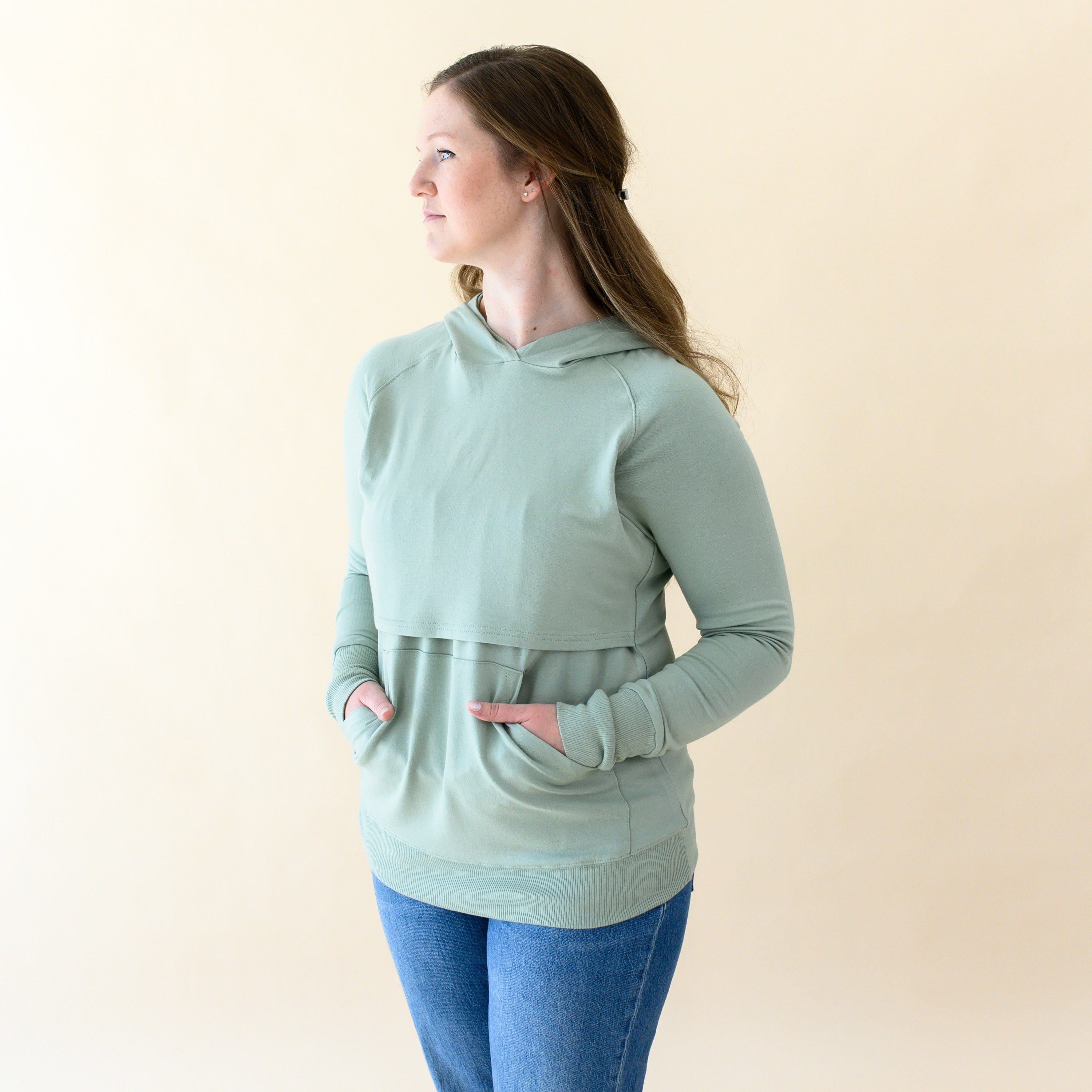  Women's French Terry Nursing Hoodie in Thyme、mySite、layawaytickets