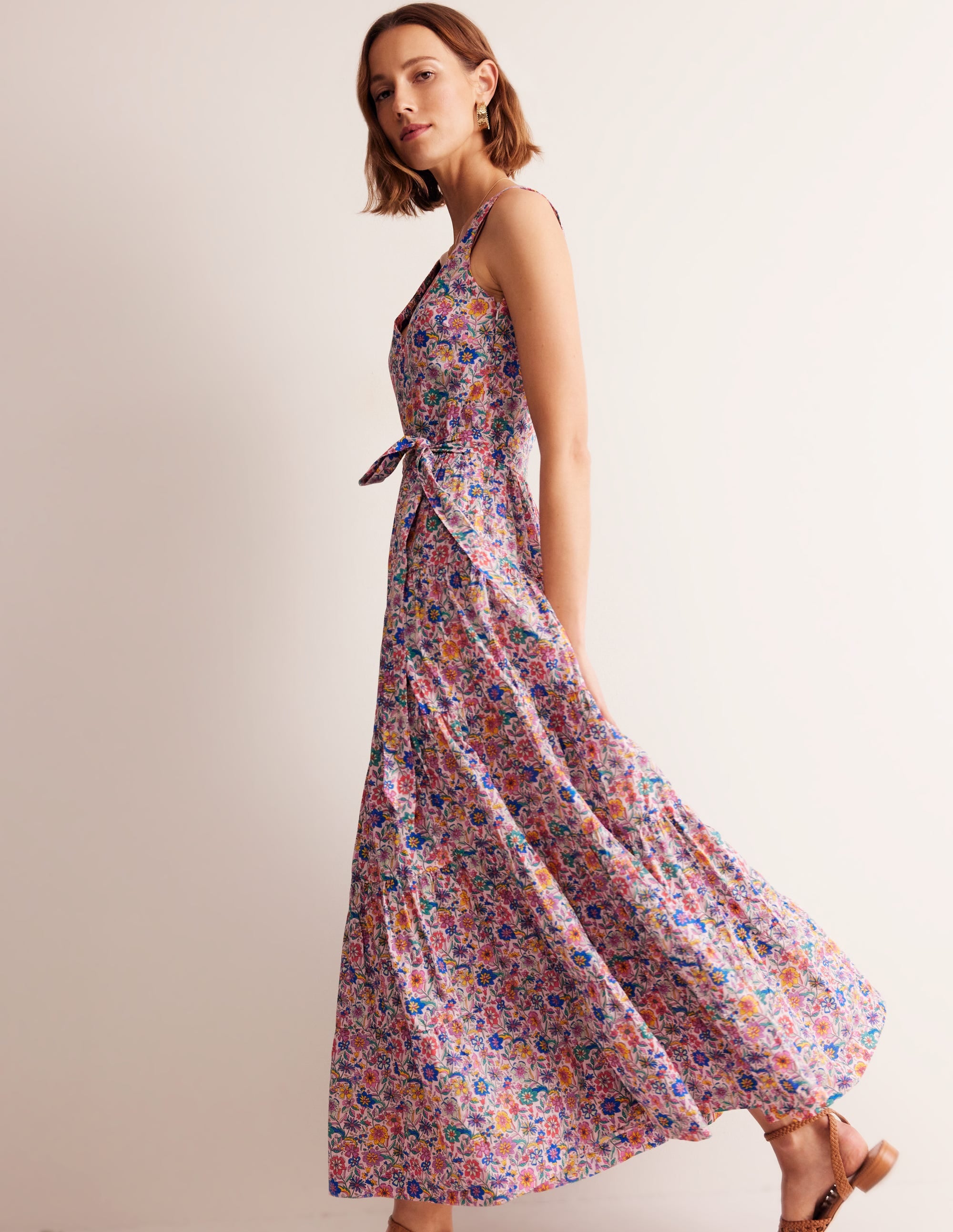  Cotton Tiered Midi Dress-Multi, Exotic Bloom、mySite、ashleygrahame