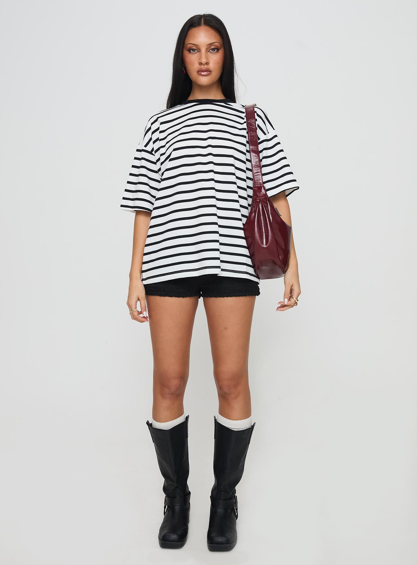 Nersa Oversized Tee Black/white Stripe、mySite、solidvoid