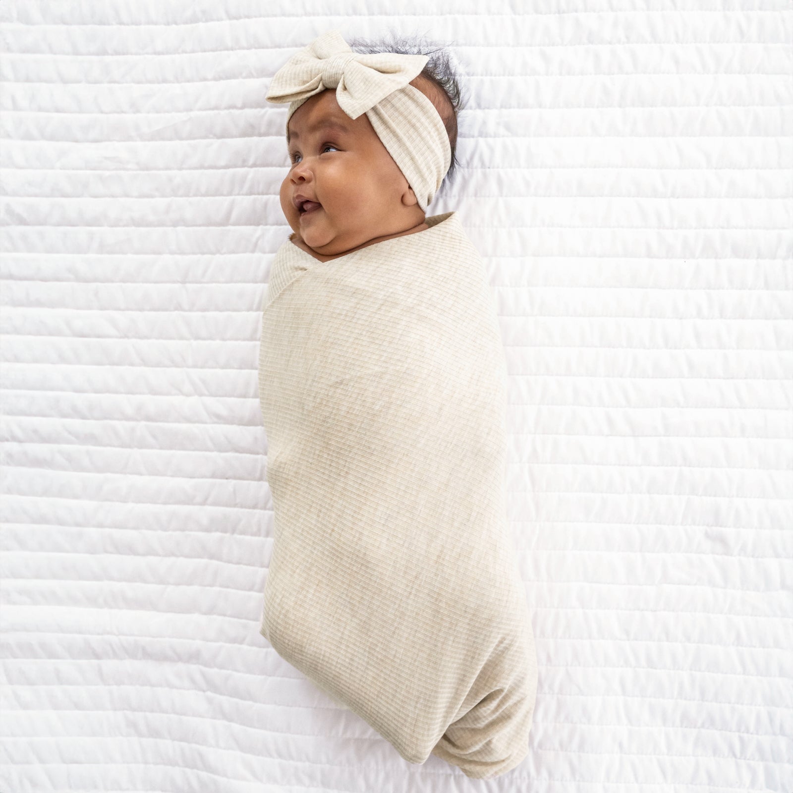  Heather Oatmeal Ribbed Swaddle & Luxe Bow Headband Set、mySite、layawaytickets