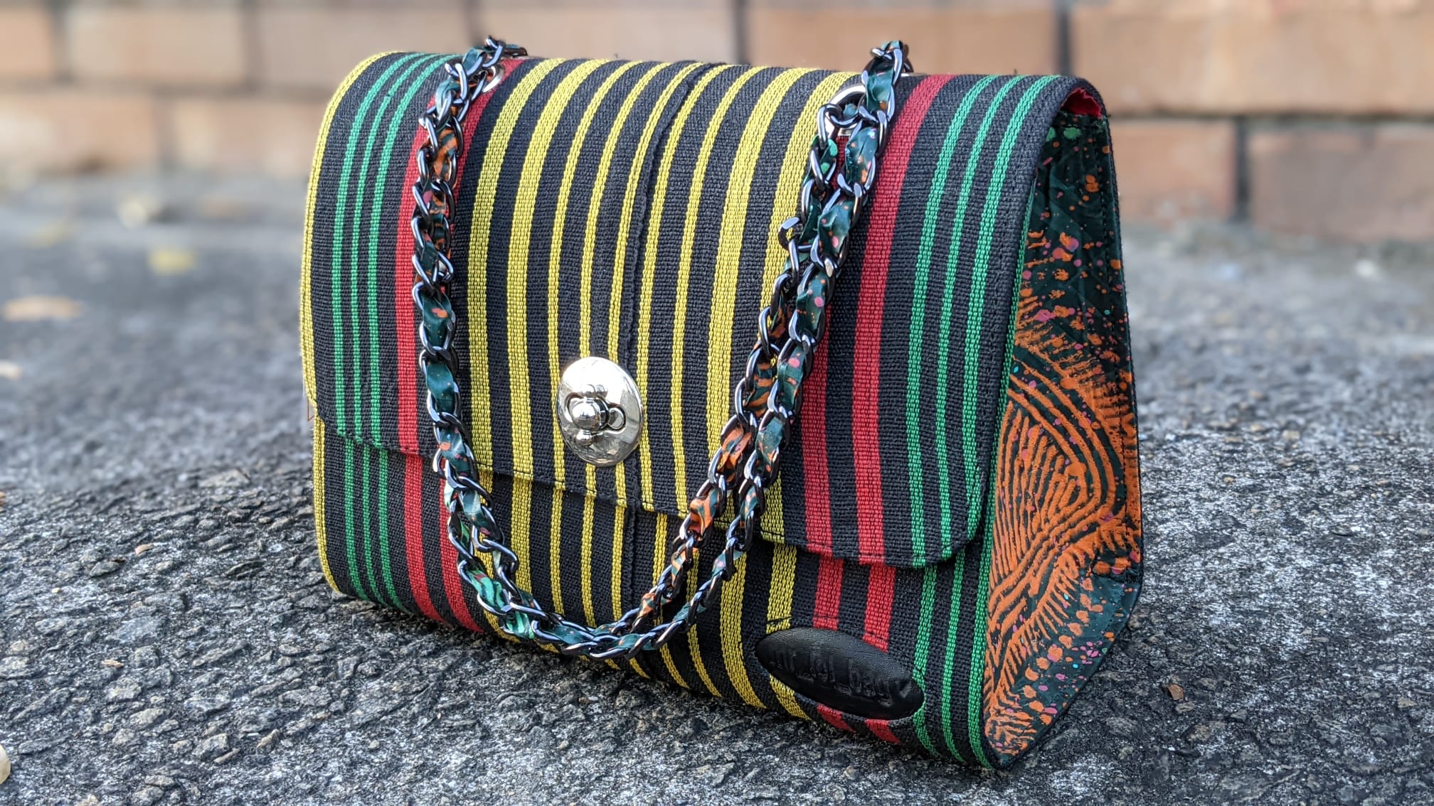 handmade striped Adetayo African handwoven Aso Oke handbag-DPAHB345、mySite、solidvoid