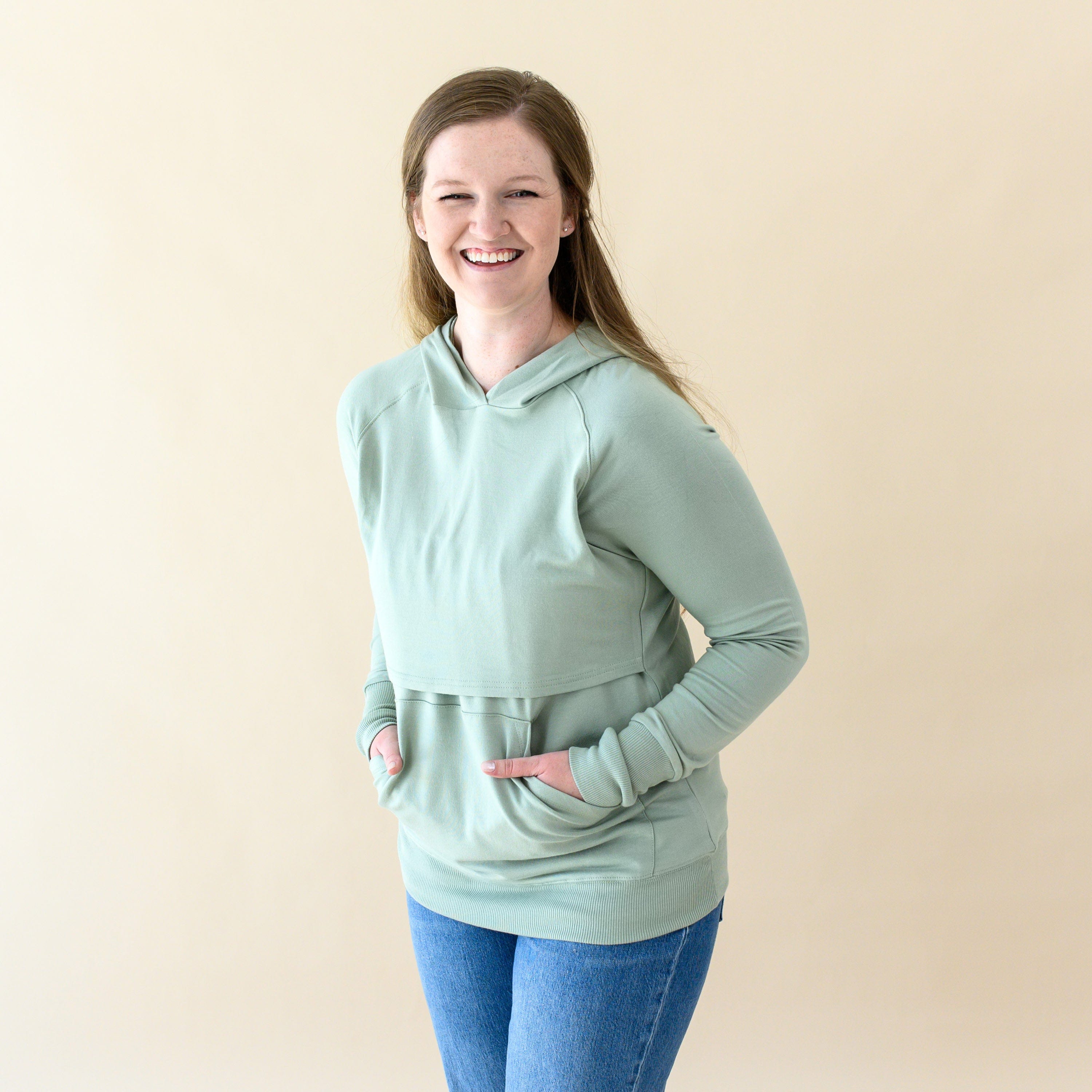  Women's French Terry Nursing Hoodie in Thyme、mySite、layawaytickets