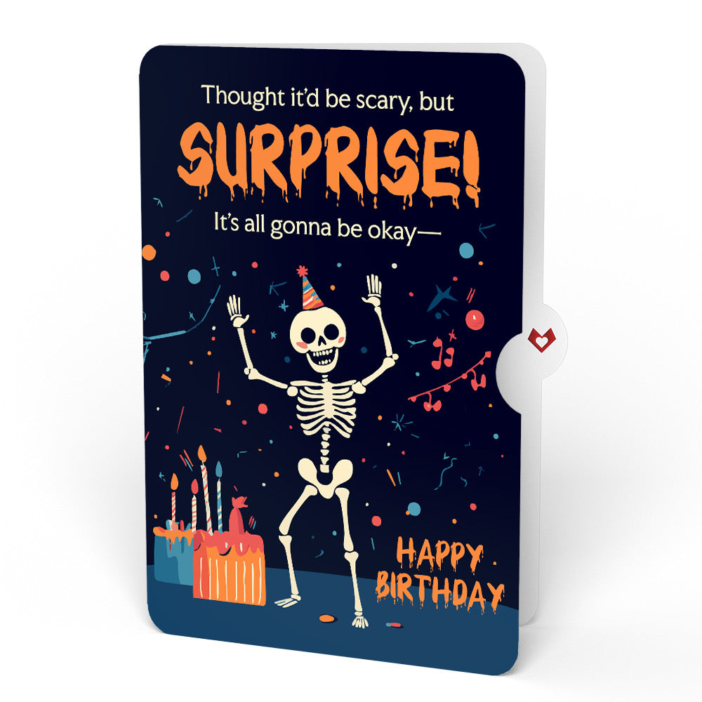 Cheerful Tulips Birthday Bouquet and Surprise Skeleton Sentiment Set、mySite、solidvoid