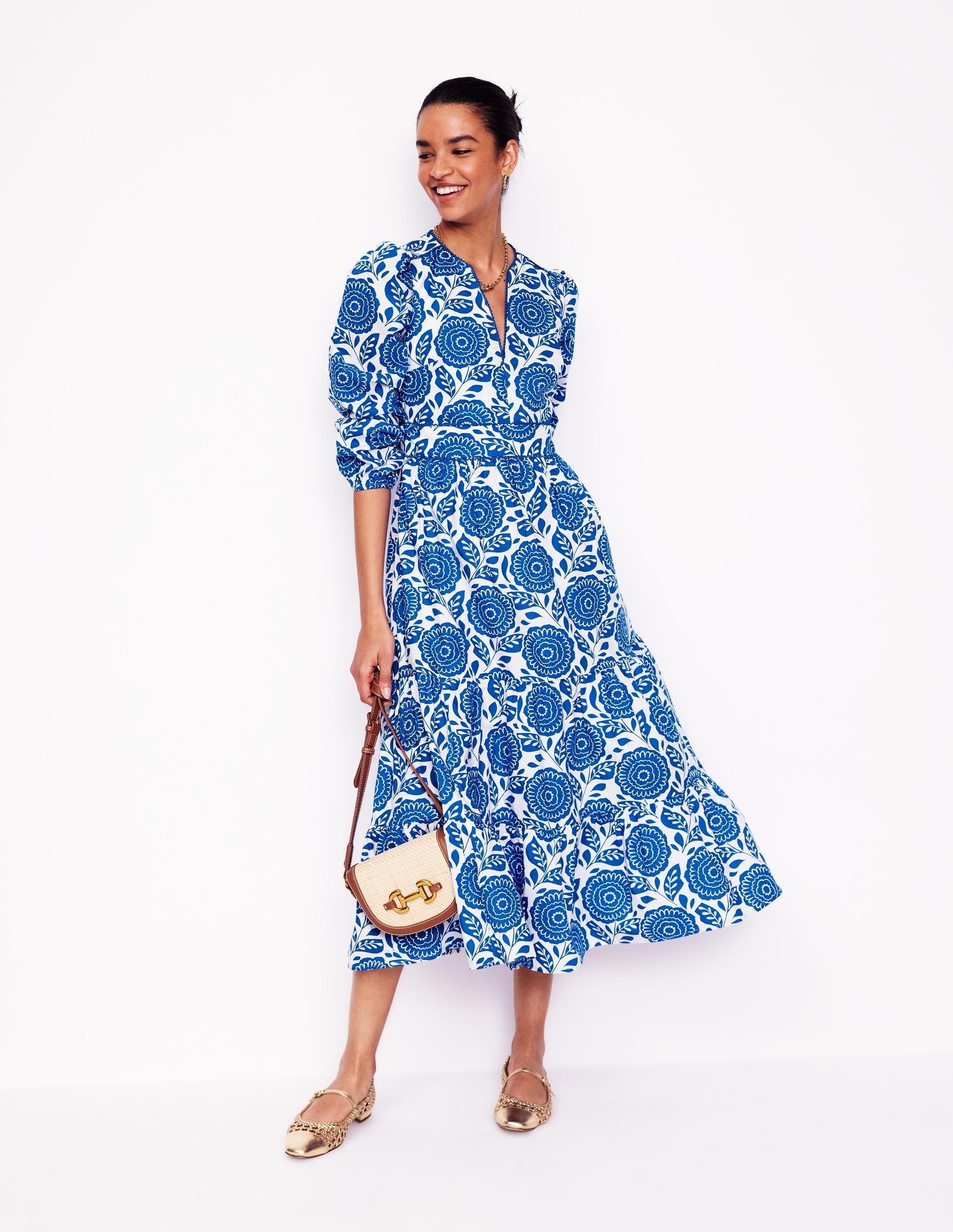  Violet Cotton Midi Dress-Gallery Blue, Dahlia Stamp、mySite、ashleygrahame