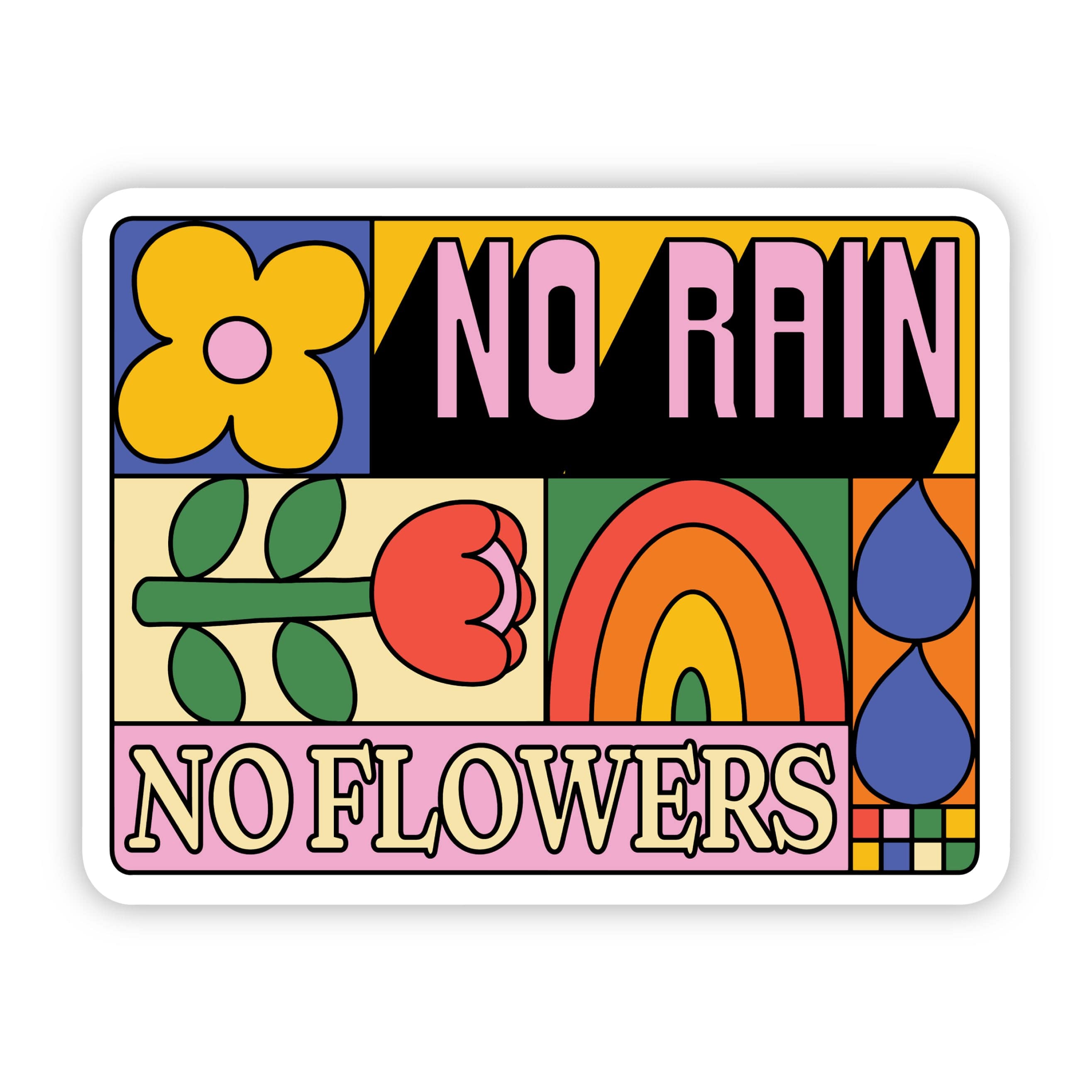  No Rain, No Flowers Inspirational Sticker、mySite、elrpsem3k