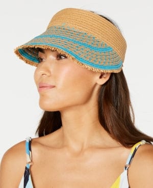Womens Solid Straw Visor By INC、mySite、g9winljtr