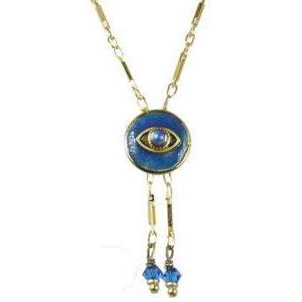 Michal Golan Sapphire and Gold Evil Eye Round Pendant Necklace With Drop Beads、mySite、topwebapps