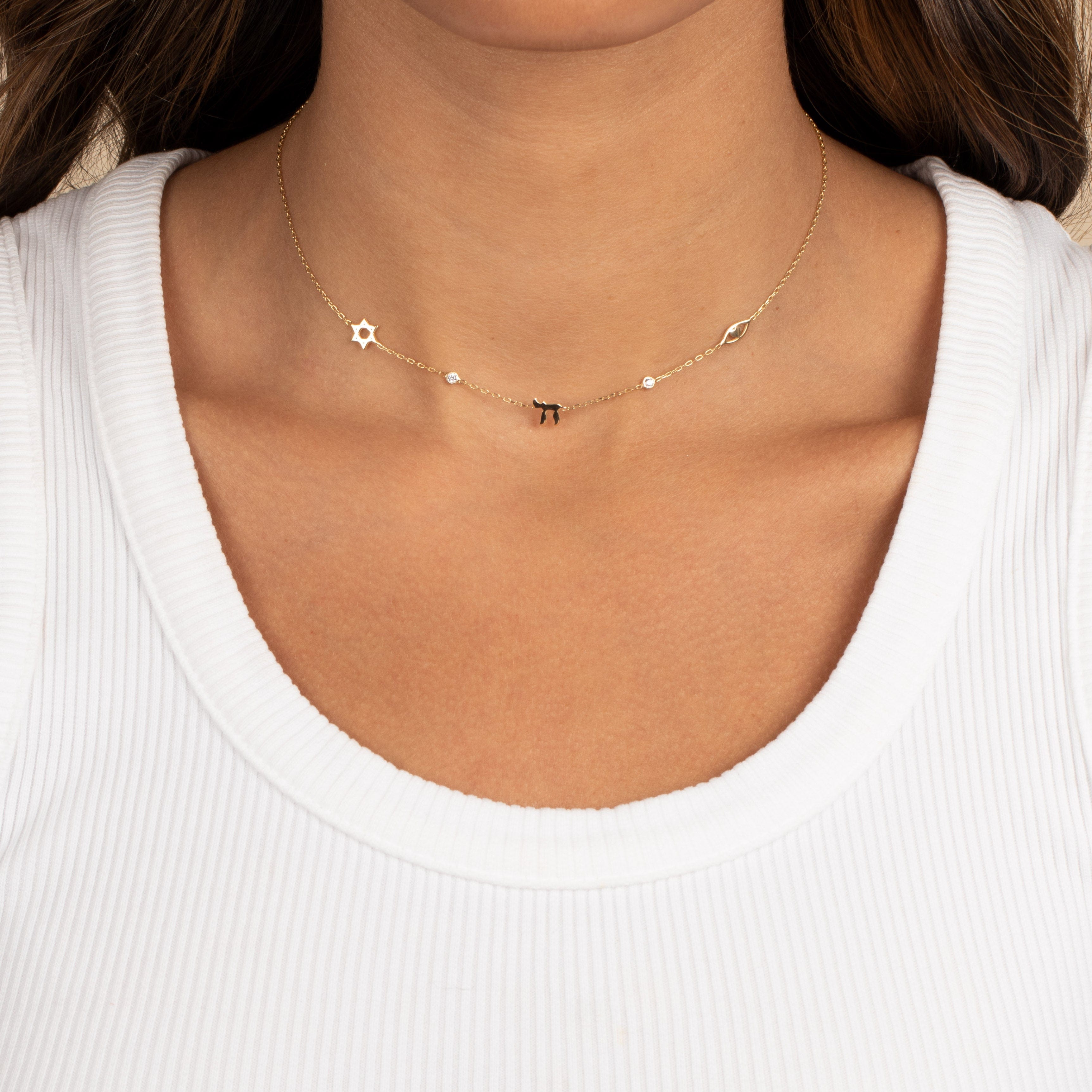 Jewish Symbols Bezel Charm Necklace、mySite、topwebapps