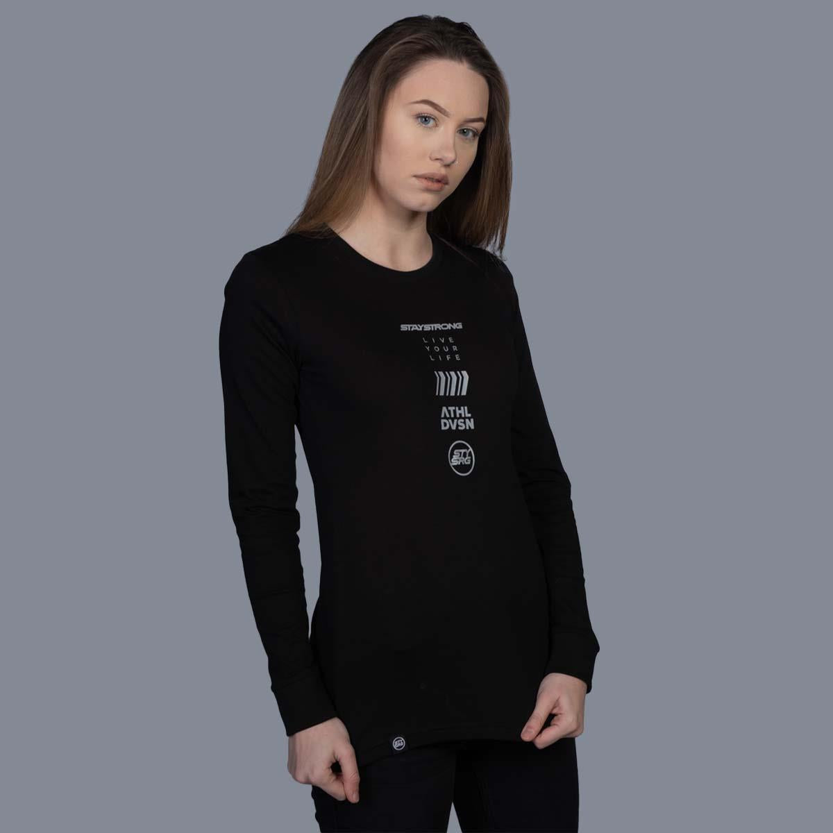  Stay Strong Multi Ladies Long Sleeve T-Shirt - Black、mySite、merchandisen
