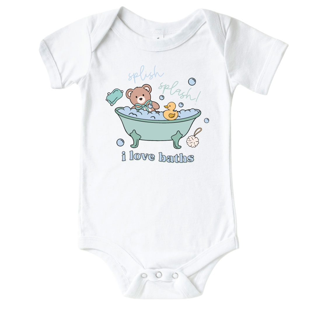  I Love Baths Graphic Bodysuit | White、mySite、layawaytickets