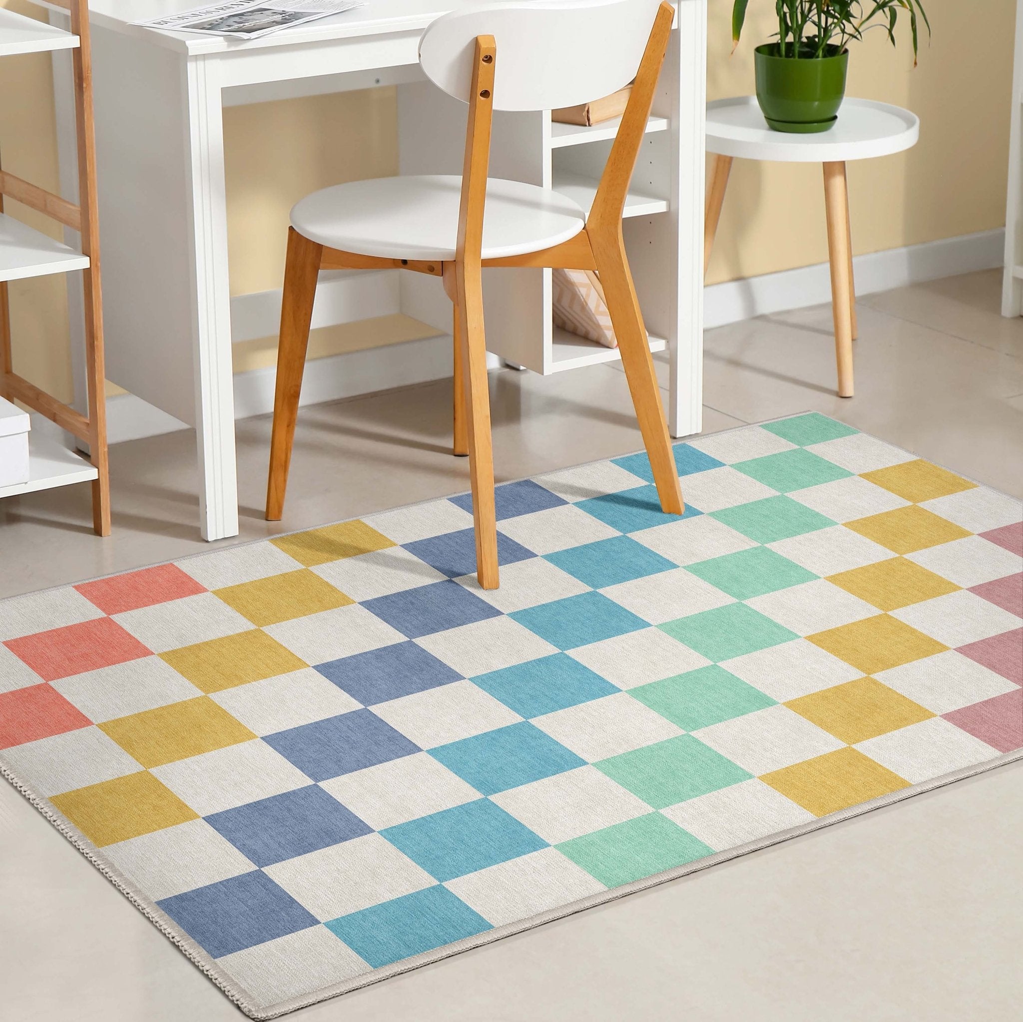 Squares Modern Geometric Boxes Flat-Weave Rug、mySite、gigharbornorthrealestate