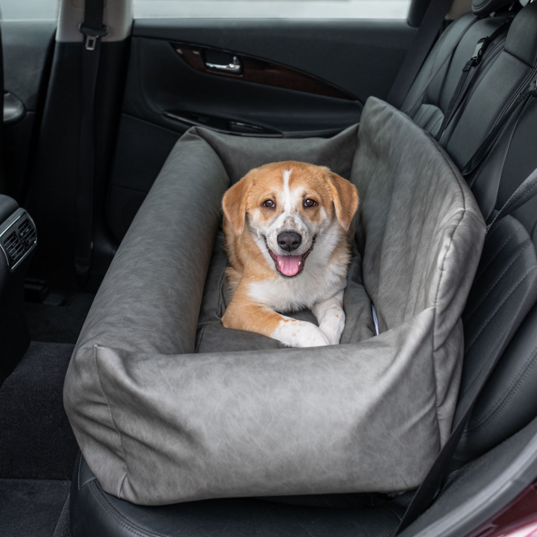 PupProtector™ Faux Leather Memory Foam Dog Car Bed - Slate Gray、mySite、solidvoid