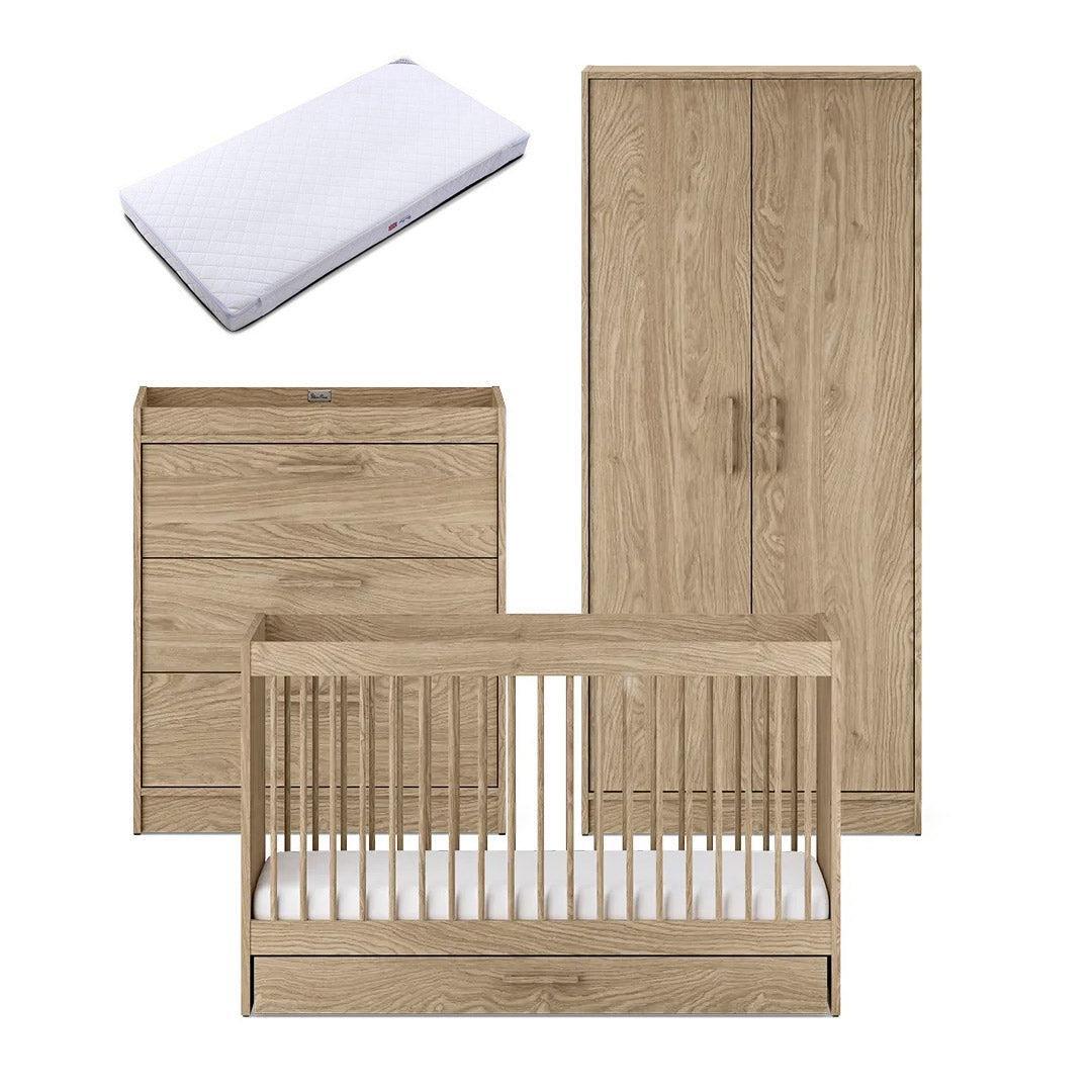  Silver Cross Geneva 3 Piece Nursery Set (Cot Bed, Dresser & Wardrobe) - Oak、mySite、merchandisen