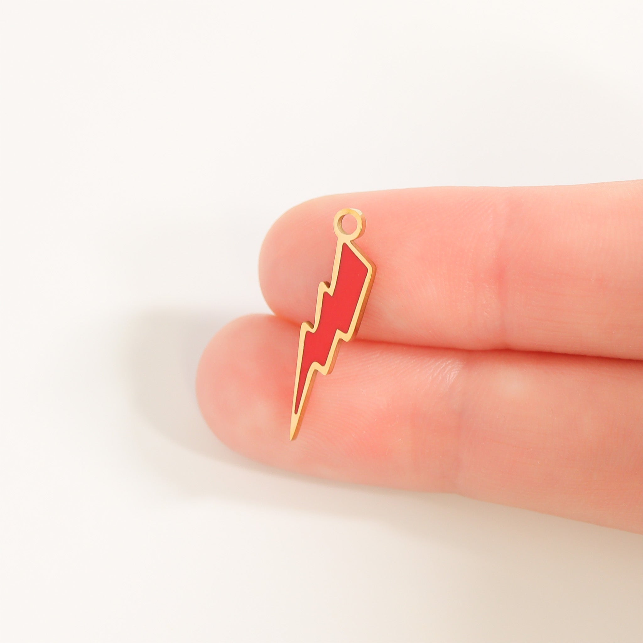 18K Gold PVD Stainless Steel Epoxy Lightning Bolt Charm / PDL0206、mySite、dreamappss