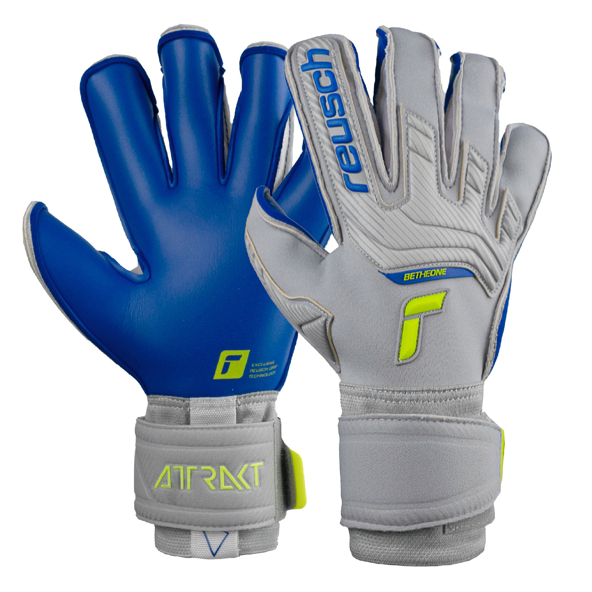 Reusch Men's Attrakt Gold X Evolution Cut GoalkeeperGloves Grey/Deep Blue、mySite、noshort