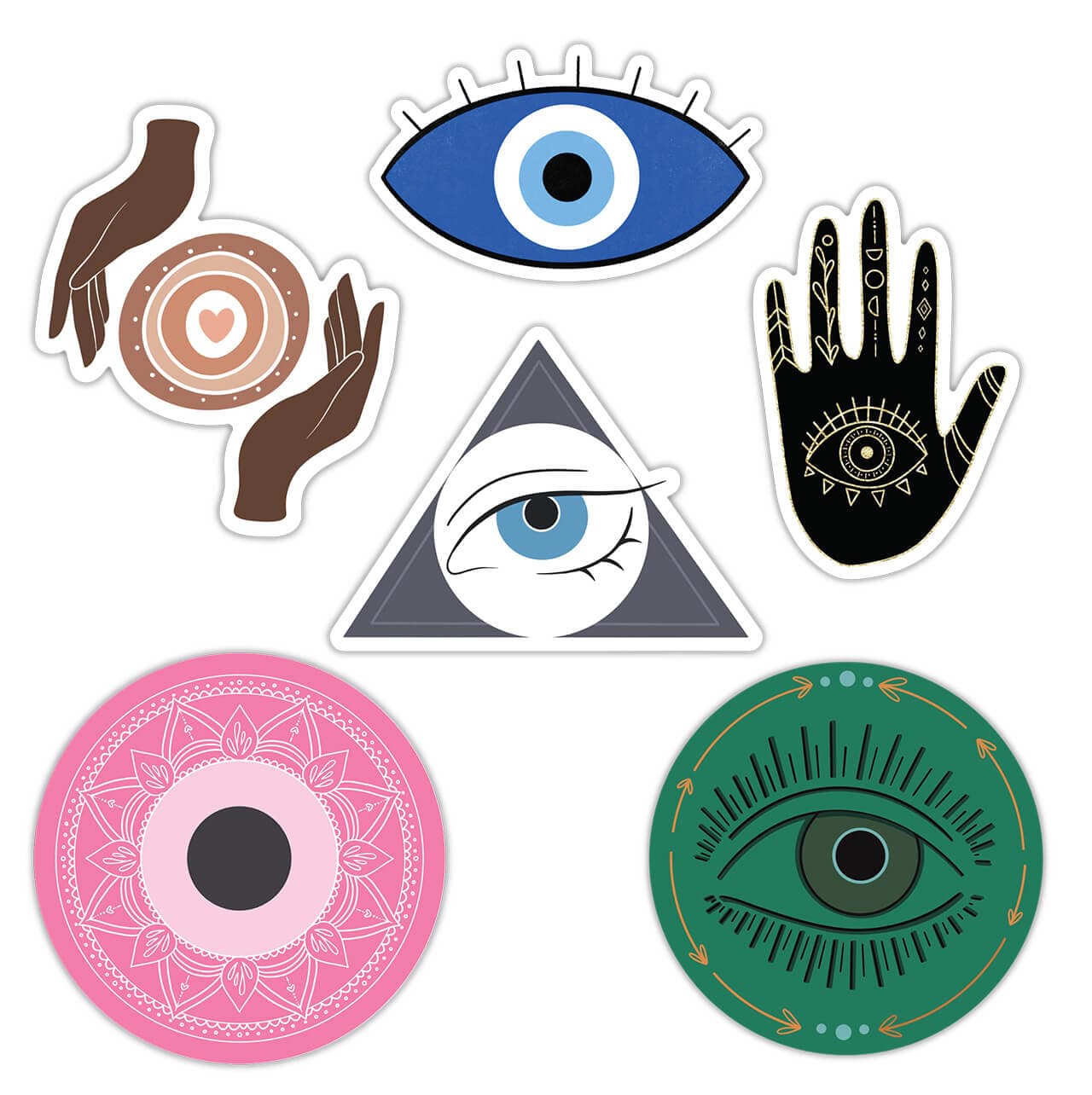  Evil Eye Stickers 6 Pack - Power, Love, Luck、mySite、ghnorth