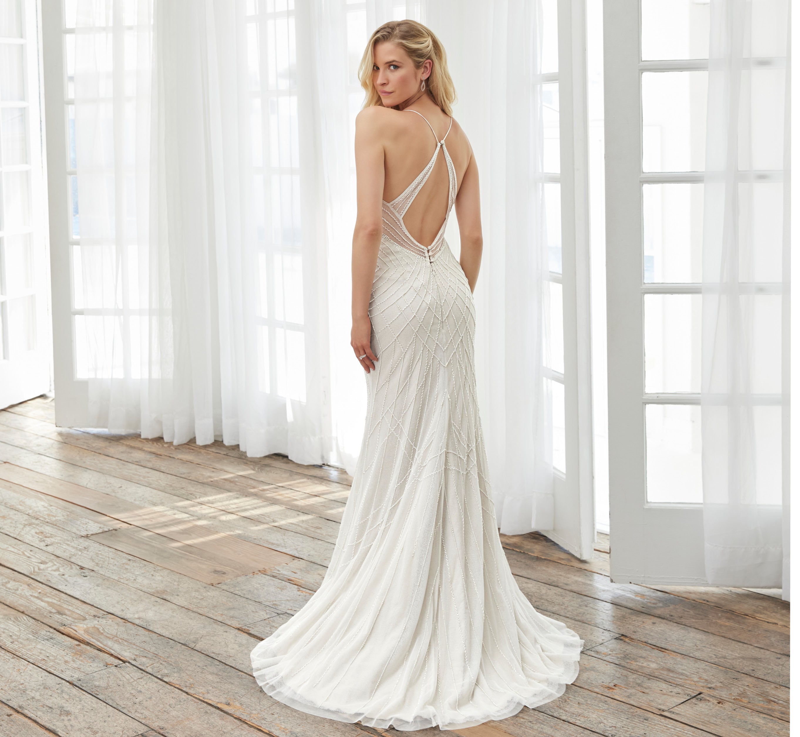 Hand-Beaded Empire Waist Gown In Ivory Silver Ivory、mySite、solidvoid