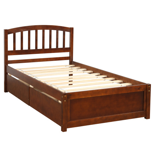 Twin Platform Storage Bed Wood Bed Frame with Two Drawers and Headboard, Espresso(Previous SKU: SF000062PAA)、、casual