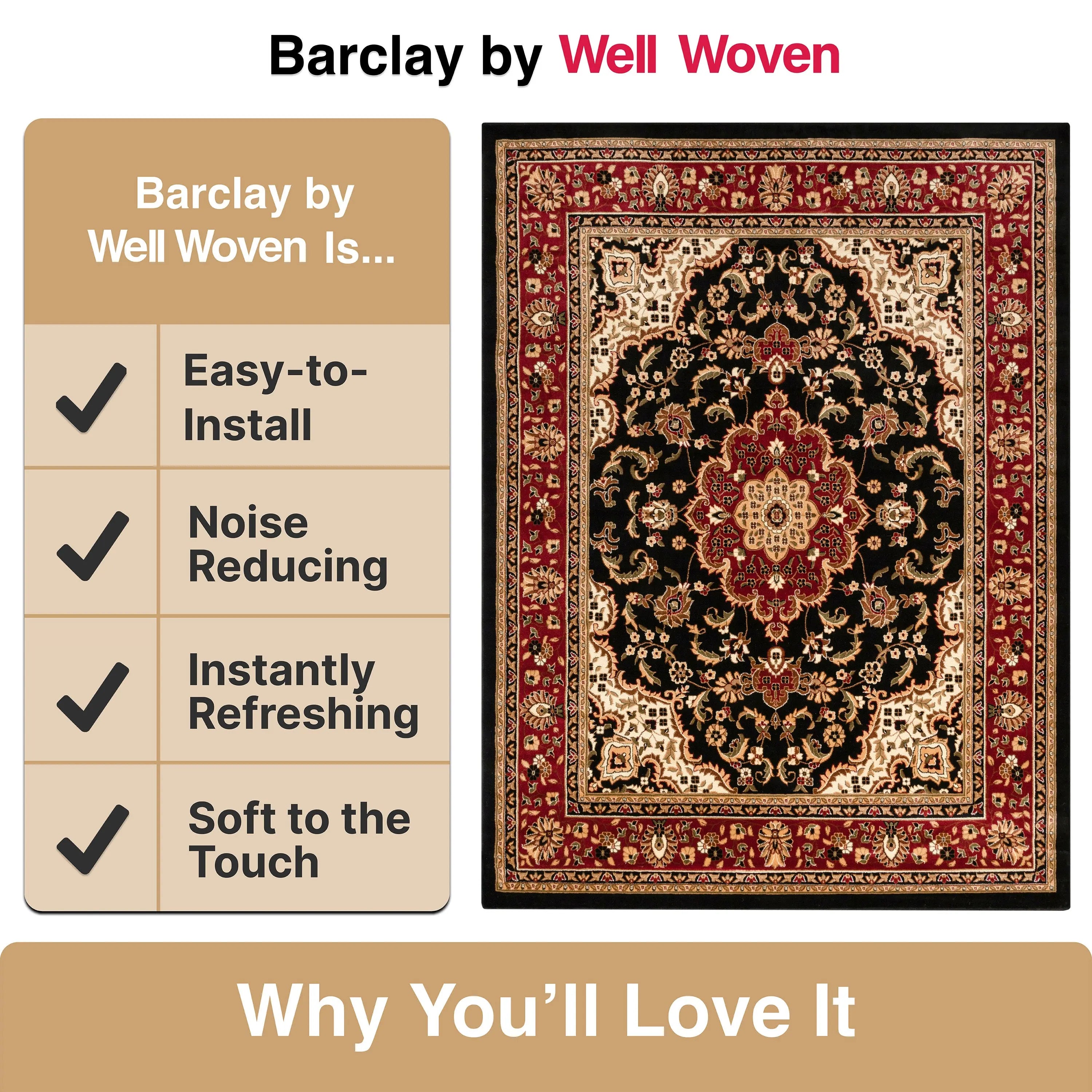 Medallion Kashan Black Traditional Rug、mySite、gigharbornorthrealestate