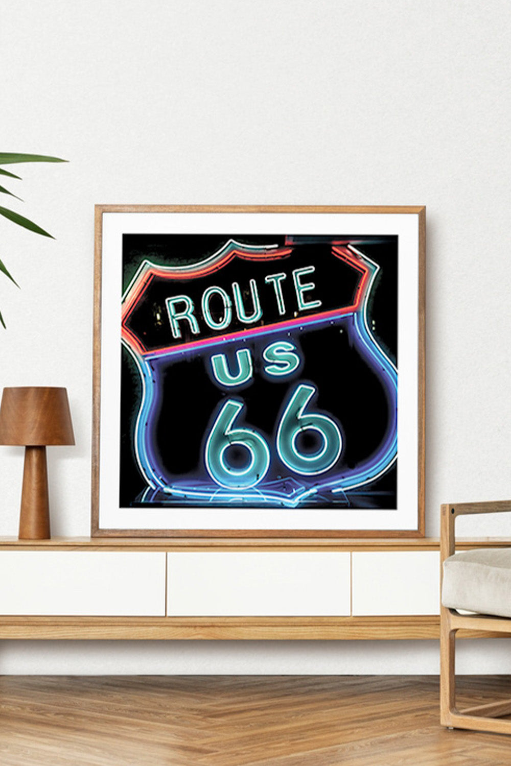 Neon Route 66 Americana Square Art Print、mySite、gigharbornorthrealestate