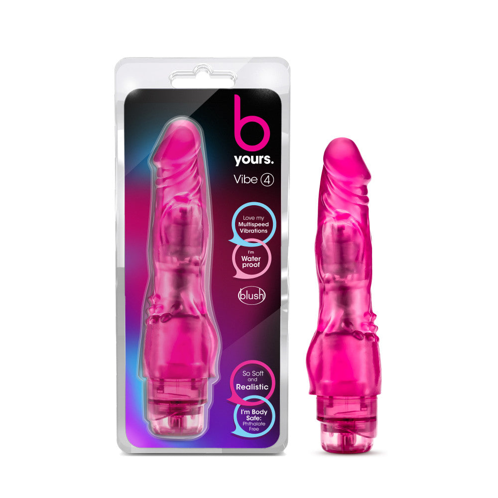 B Yours By Blush® | Vibe #4 Realistic Pink 8-Inch Long Vibrating Dildo、mySite、bottomscart
