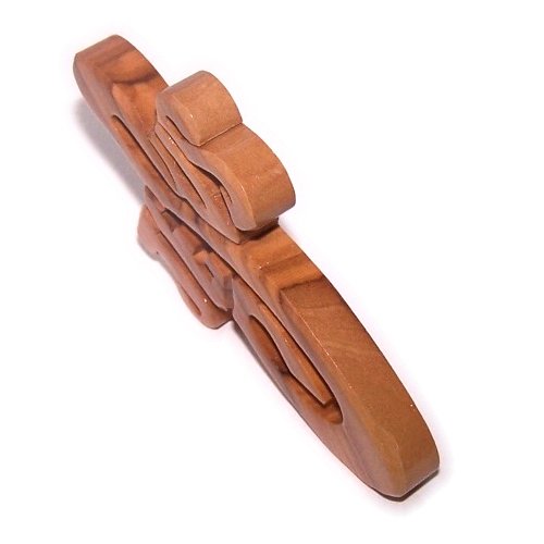 Jesus Thick and Hand Carved Olive Wood Cross - Hanging (10cm or 4 inches) with Certificate、mySite、topwebapps