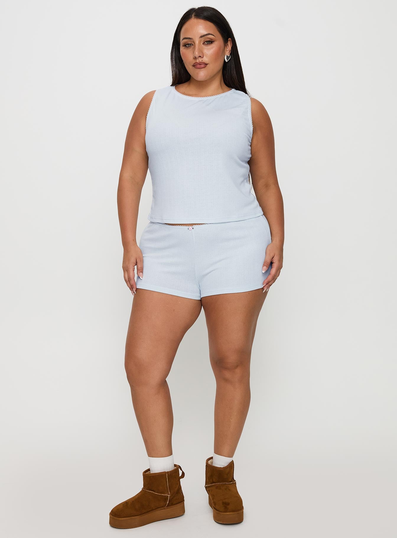 Serenitie Pointelle Sleep Set Blue Curve、mySite、solidvoid