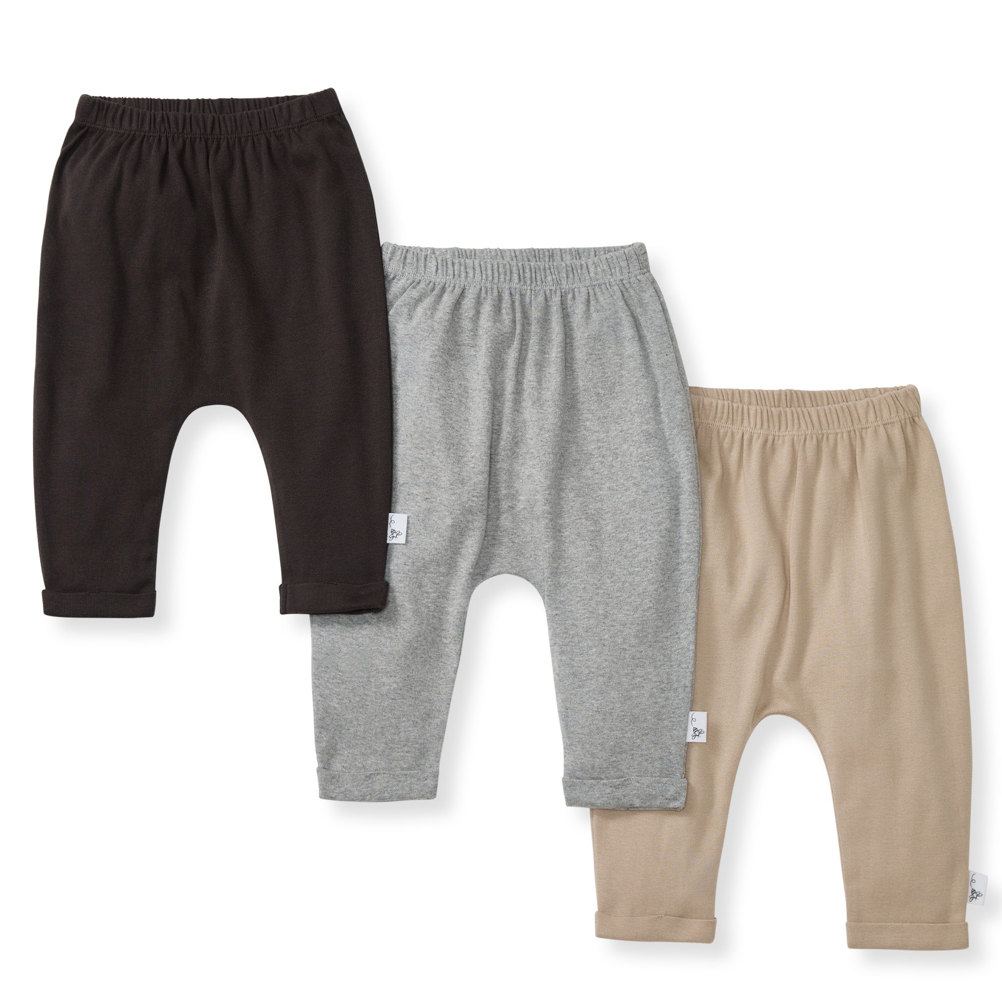 Solid Organic Cotton Baby Pants 3 Pack - Ash、mySite、g9winljtr