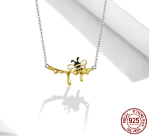 Dainty Honey Bee Necklace and Earrings Each or SET 925 Sterling Silver*、mySite、g9winljtr