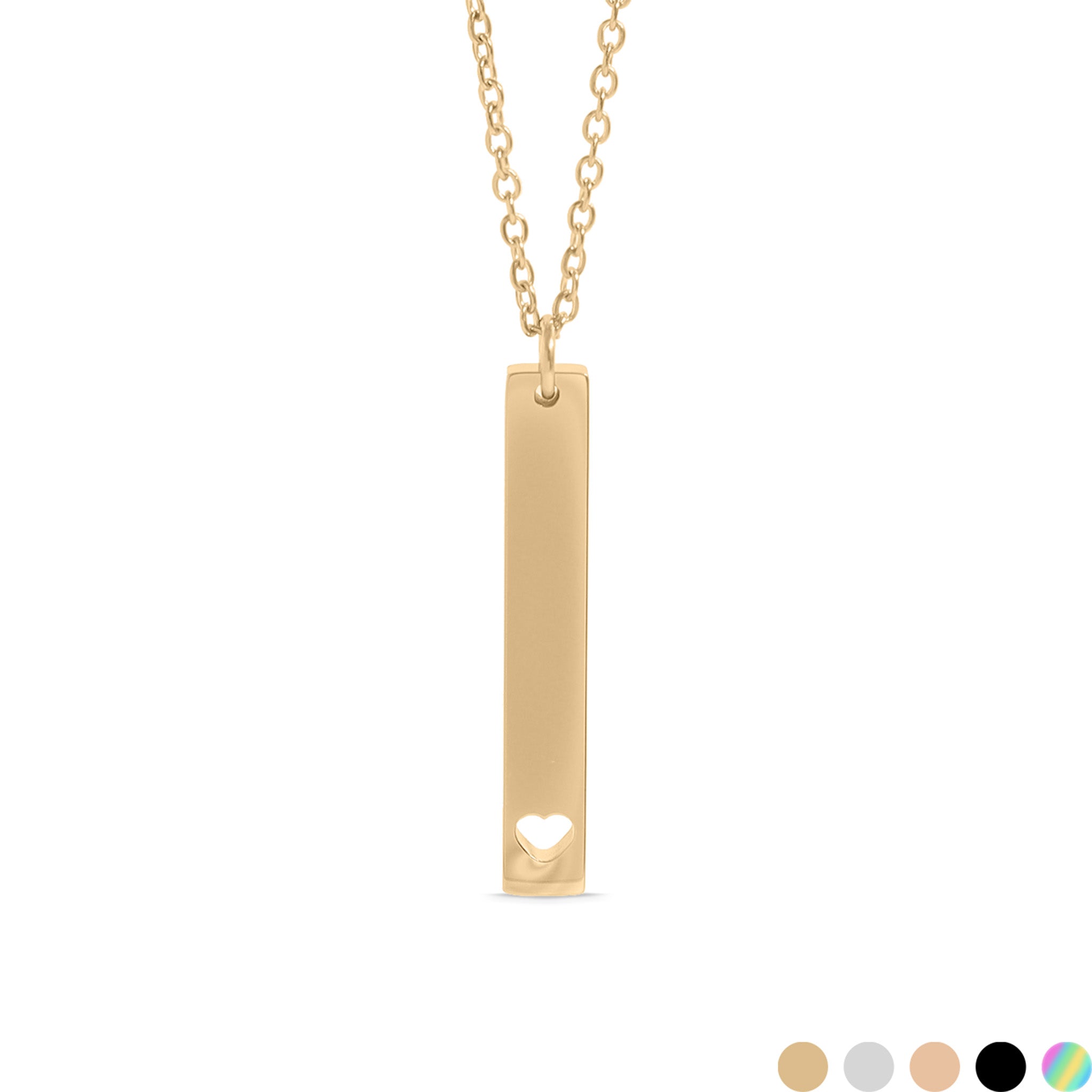18K Gold PVD Stainless Steel Heart Cutout Vertical Bar Necklace / SBB0160、mySite、dreamappss