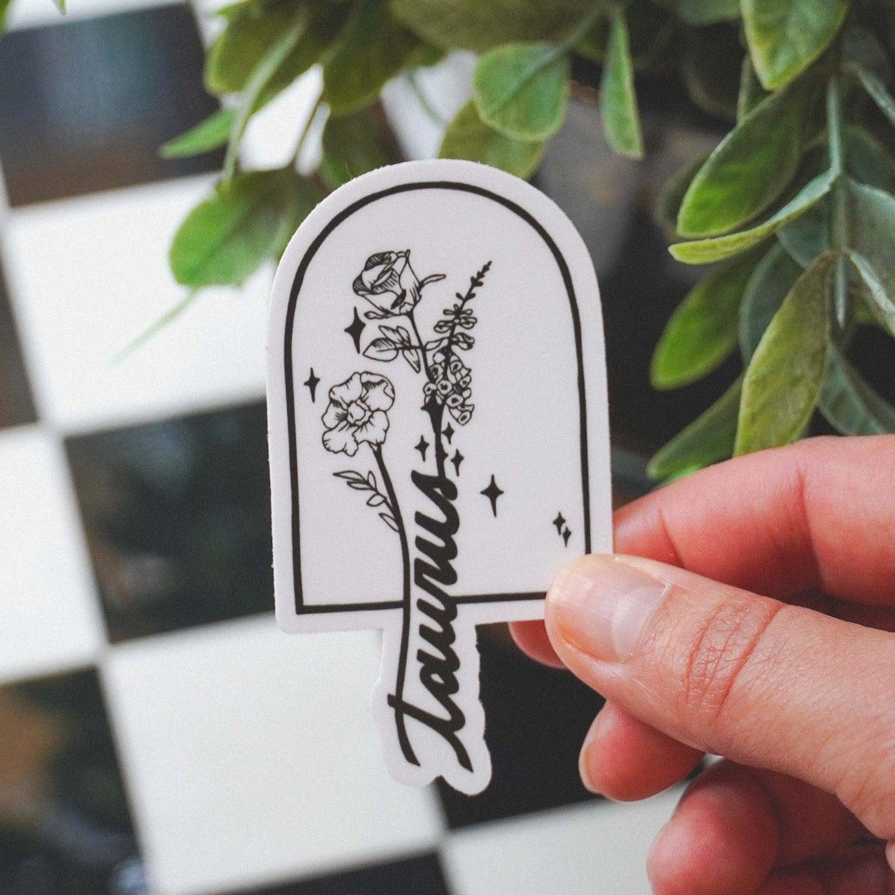  Taurus Rose Poppy & Foxglove Zodiac Sticker、mySite、ghnorth