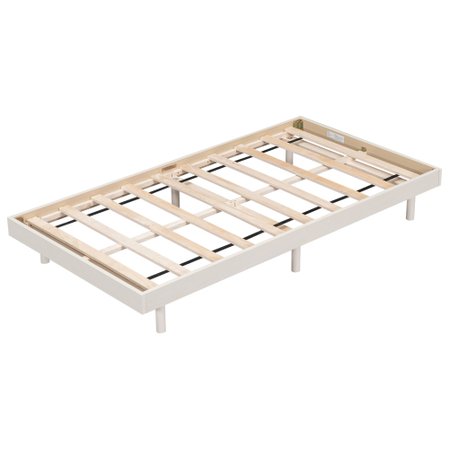 Modern Design Full Floating Platform Bed Frame for Walnut Color、、xpatfood