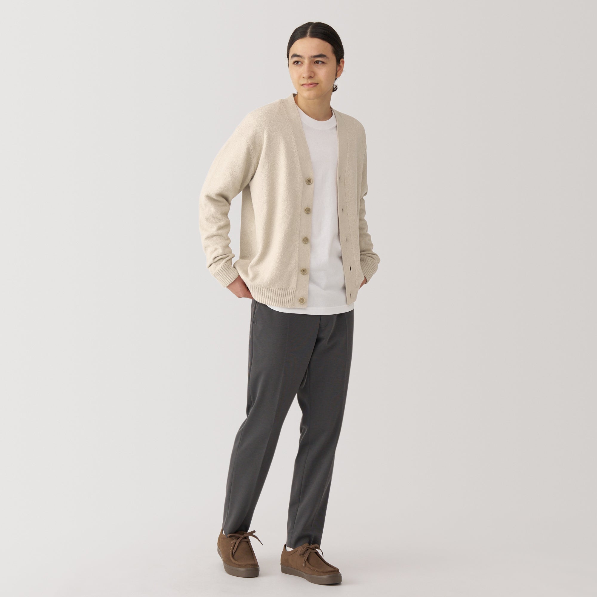  Men's Soy Fiber Mid-Gauge V-Neck Cardigan、mySite、sugarbowlscore